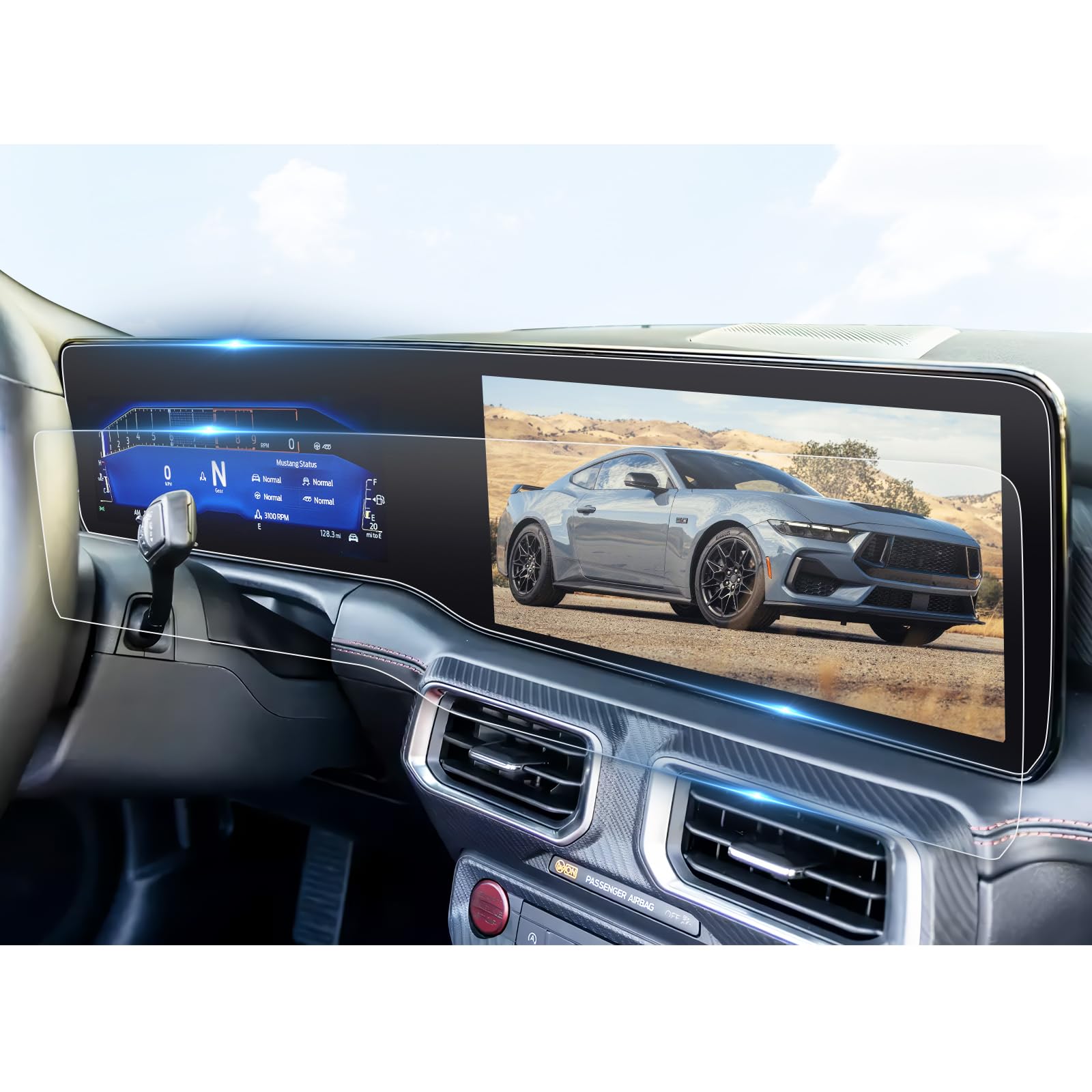 Bibibo 2Pcs For 2024 2025 Ford Mustang Screen Protector 2024 2025 Ford Mustang Ecoboost/ Ecoboost Premium/Gt/Gt Premium/Dark Horse/Dark Horse Premium Display,[Anti Glare& Scratch Ultra Clear] 2024 Ford Mustang Accessories Pet Nano Foils 2024 2025 Mustang