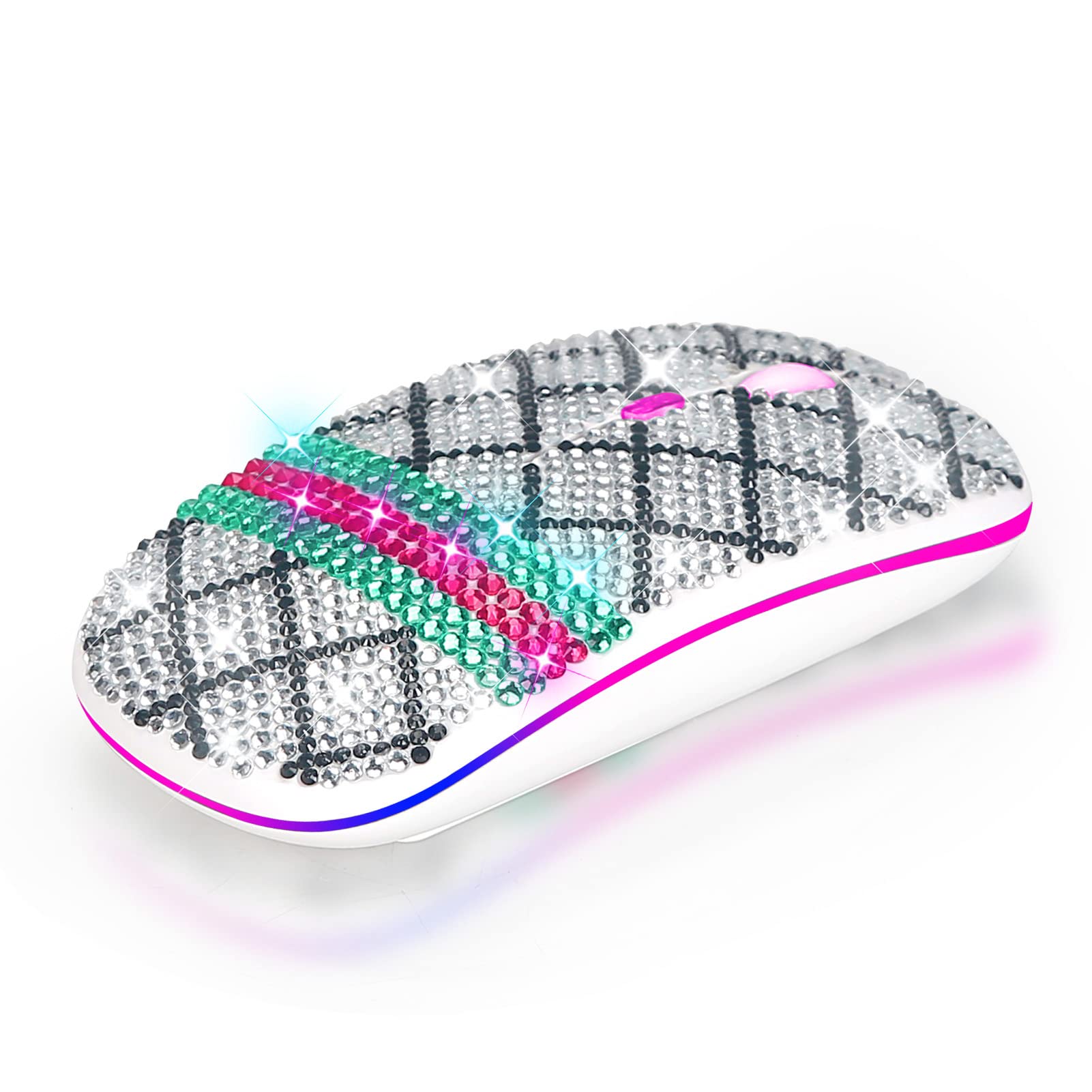 Greshare Wireless Mouse,2.4Ghz Optical Silent Mice With Wireless Bluetooth Dual Mode Connection Rgb Colorful Luminous For Comput