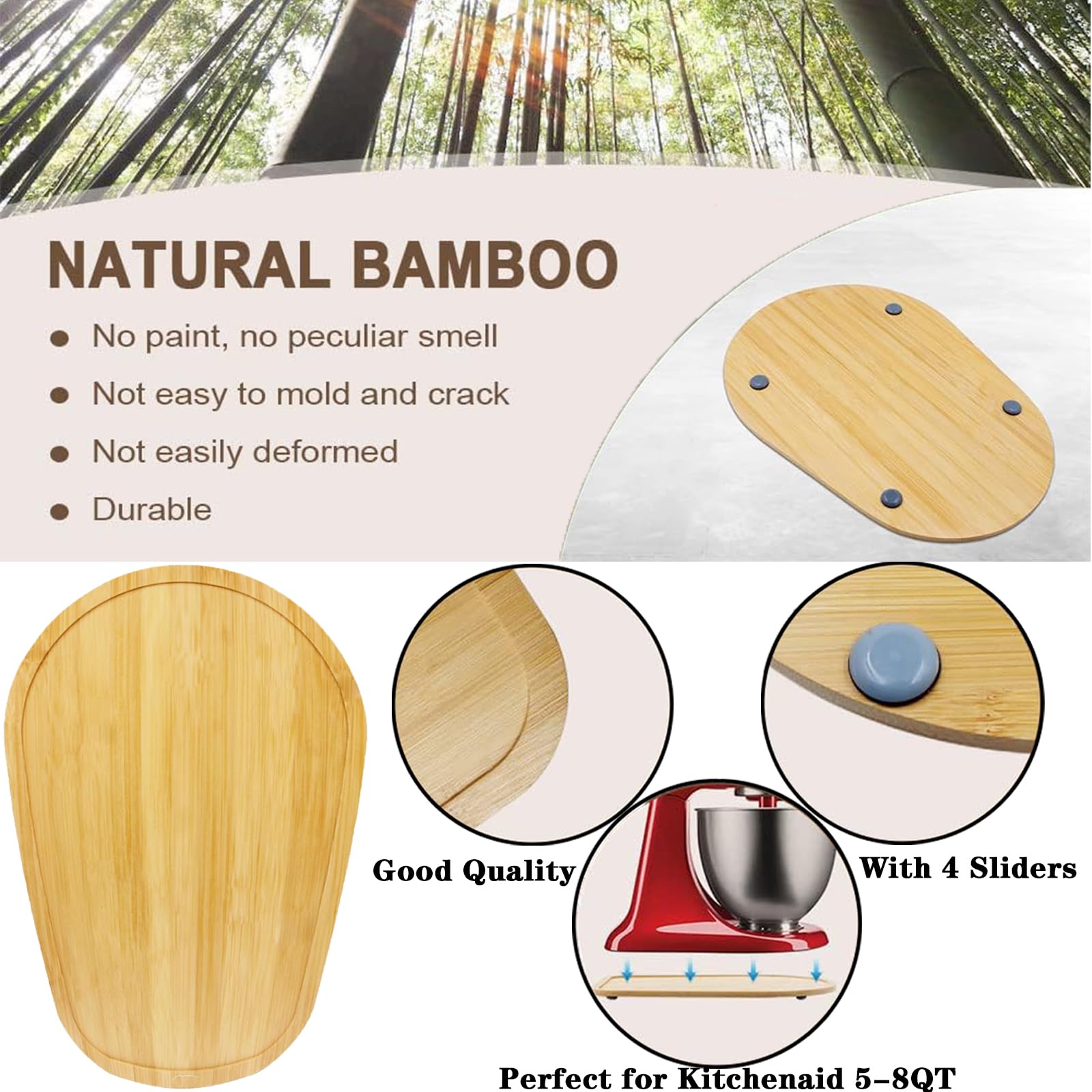 Bamboo Kitchenaid Mixer Slider Compatible With Kitchenaid Bowl Lift 5 8 Qt Stand Mixer,Kitchen Countertop Sliding Moving Tray Fo