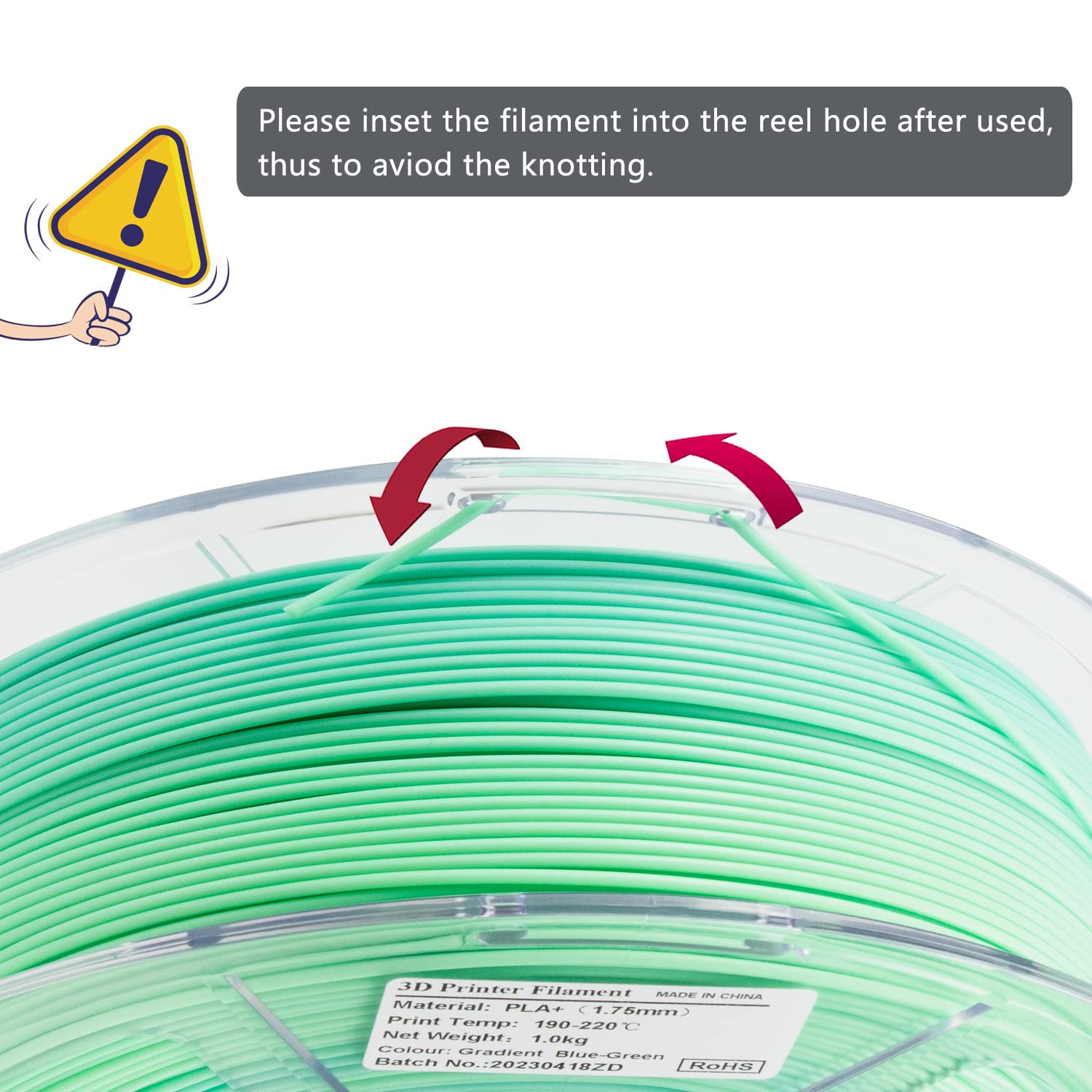 Isanmate Pla+ 3D Printer Filament, Pla Filament 1.75Mm Gradient Multicolors Filament, Color Change Rainbow Filament, Green, Blue