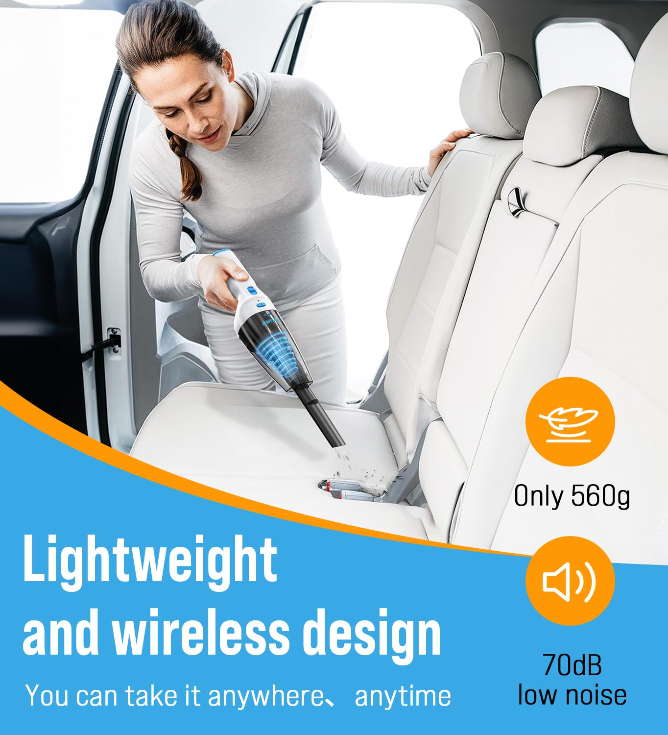 Milunho Handheld Vacuum Cordless, 9500Pa Car Vacuum Portable Cordless With Powerful Suction, Lightweight & Portable Handheld Vac