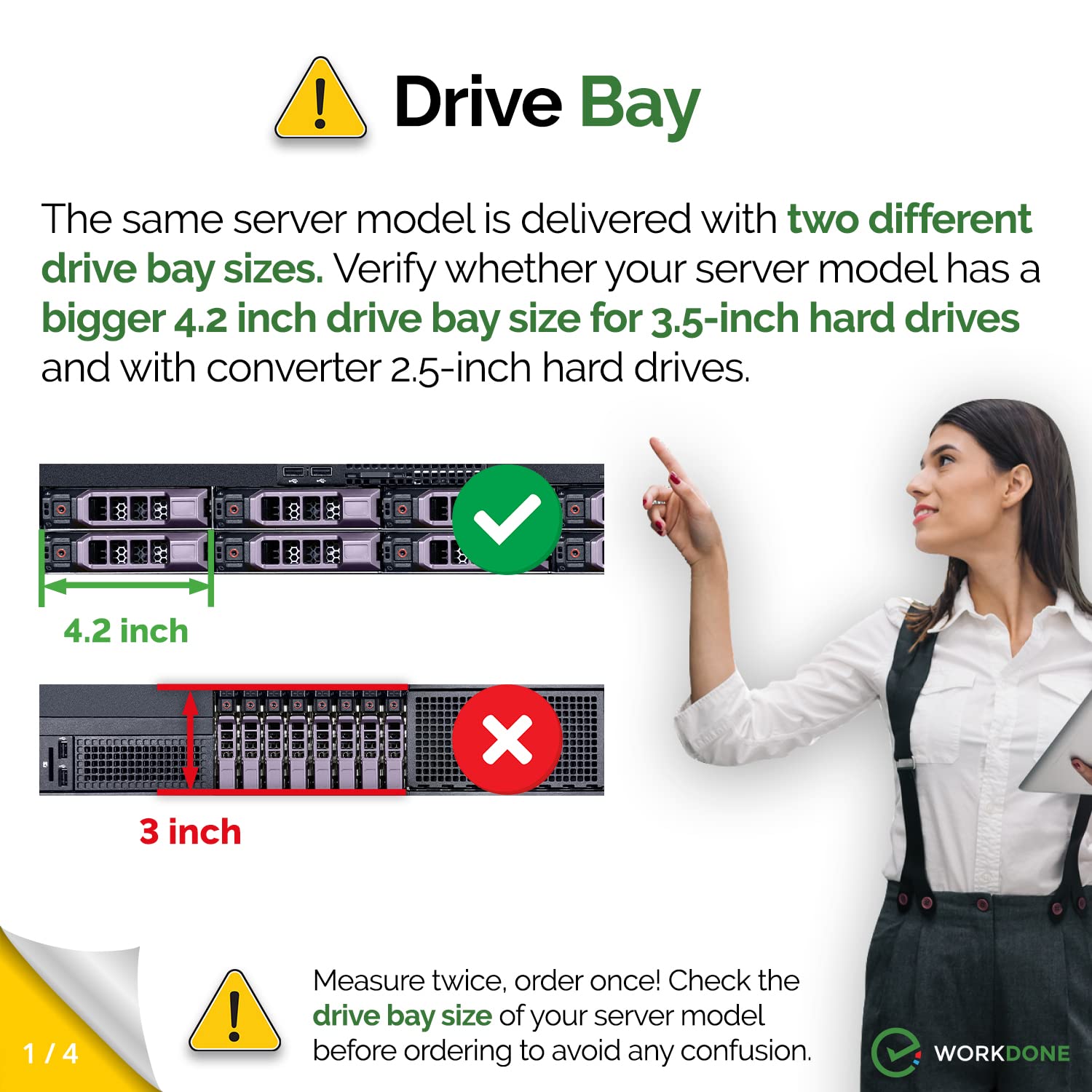 Workdone 3.5 Inch Hard Drive Caddy Tray Compatible For Dell Poweredge Servers   With 2.5 Inch Hdd Adapter Nvme Ssd Sas Sata Brac