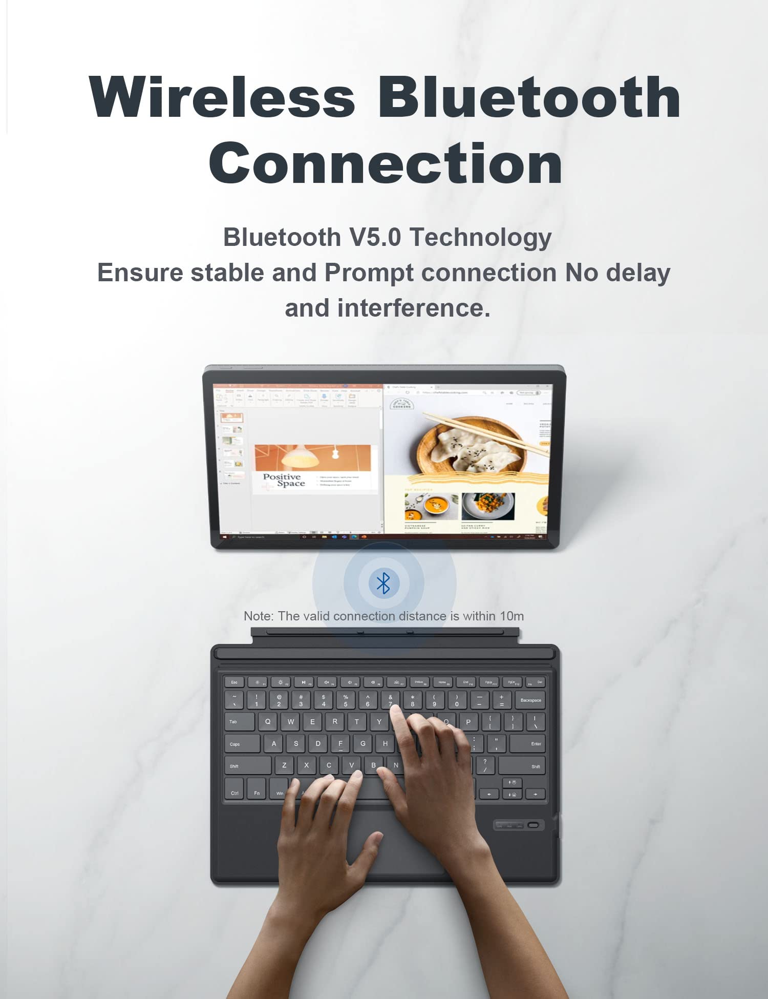 Tomsenn Surface Pro 7 Keyboard, Bluetooth 5.1, 7 Color Backlit Touchpad, Compatible With Surface Pro 7/7+/6/5/4/3