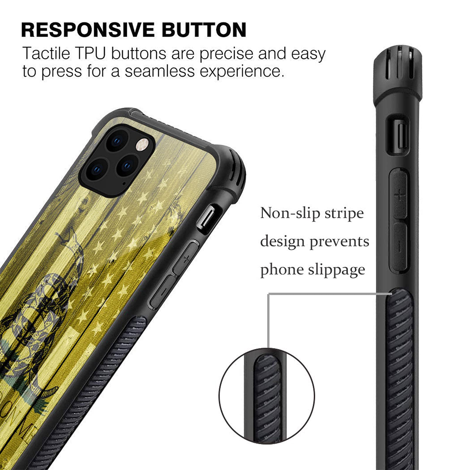 CARLOCA iPhone 13 Pro Max Shockproof Anti-Scratch Hard Acrylic Phone Case Dont Tread On Me USA Flag Graphic 6.7 inch