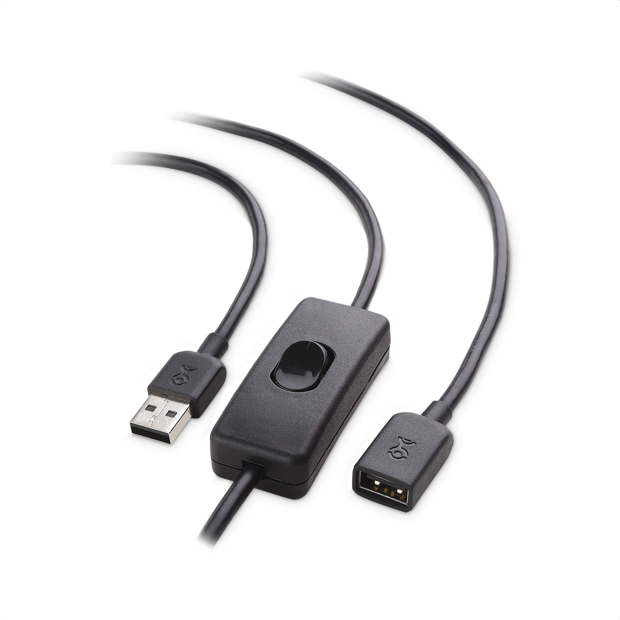 Cable Matters 2 Pack USB On Off Switch 3 ft Support Data and Power, Short USB Extension Cable with On Off Switch (USB Power Switch)