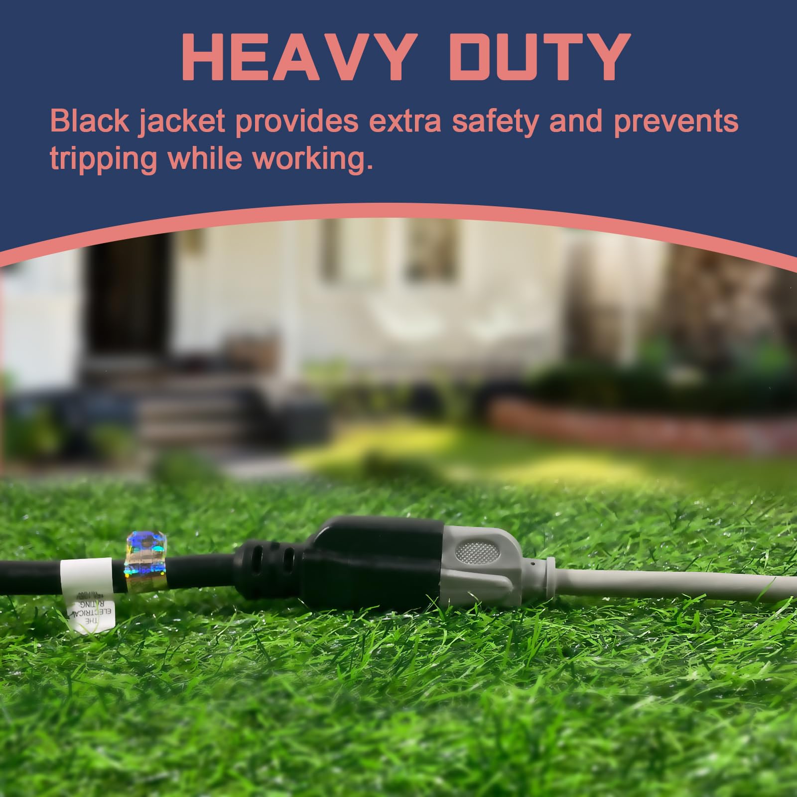 Greatide 3 Ft Extension Cord   12/3 Sjtw Heavy Duty Black Extension Cable With 3 Prong Grounded Plug   Power Cord For Lawn, Gard