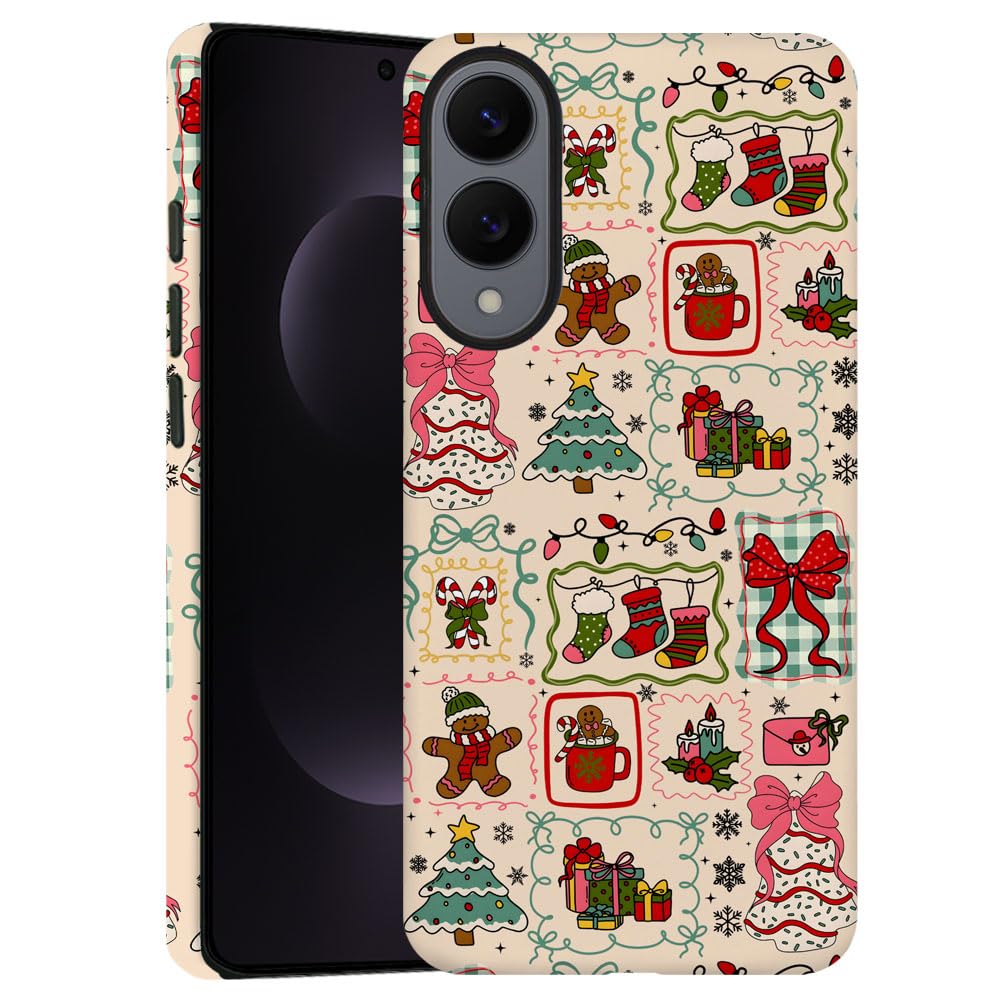 Case for Samsung Galaxy S25 Edge,Christmas Tree Gingerbread Man Phone Case Military-Grade Drop Protection Cover for Women Girl -