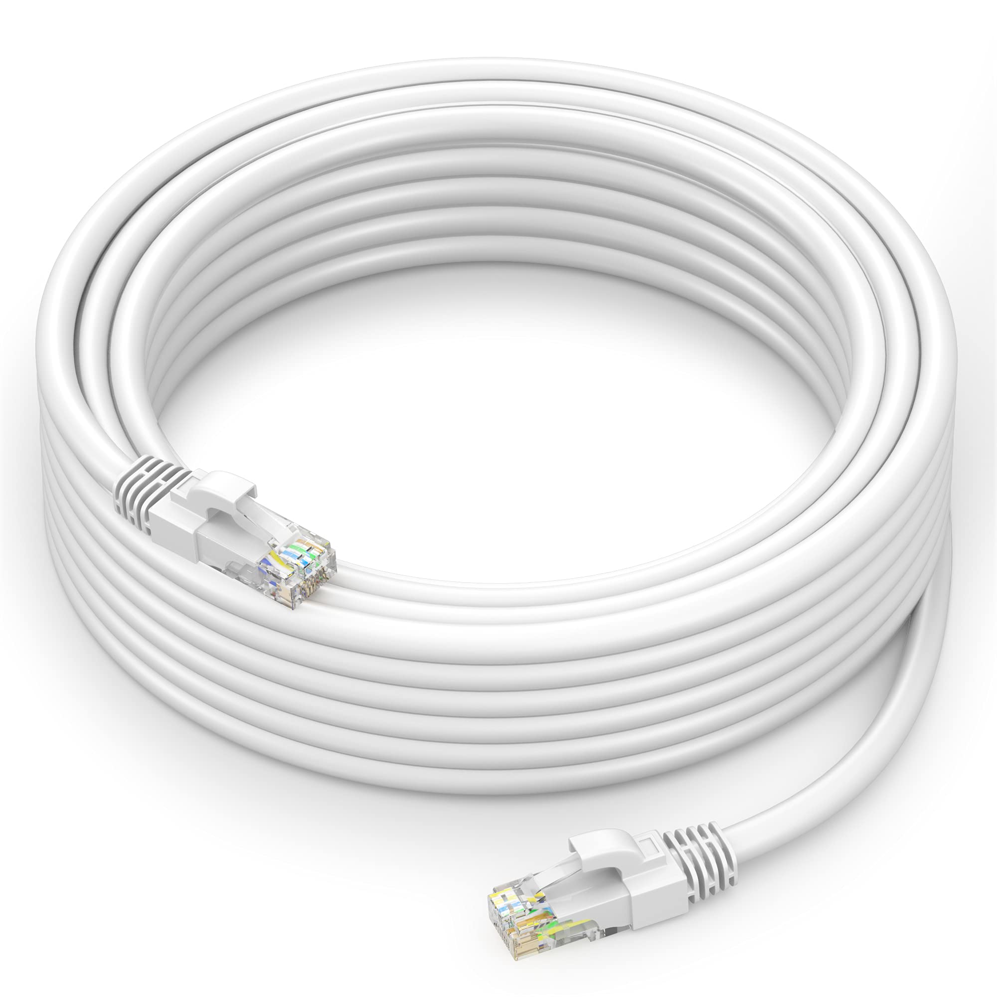 Maximm Cat 6 Ethernet Cable 75 Ft   High Speed Lan Cable, Internet Cable, Patch Cable, And Network Cable   Utp, 10Gbps, 550Mhz Ethernet Cord   White