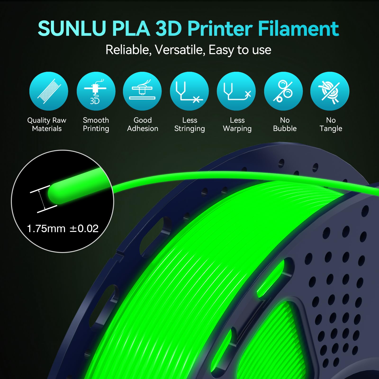 Sunlu Glow In Dark Pla Bundle, Neatly Wound Luminous Pla 3D Printer Filament 1.75Mm, Dimensional Accuracy +/  0.02Mm, 250G Spool