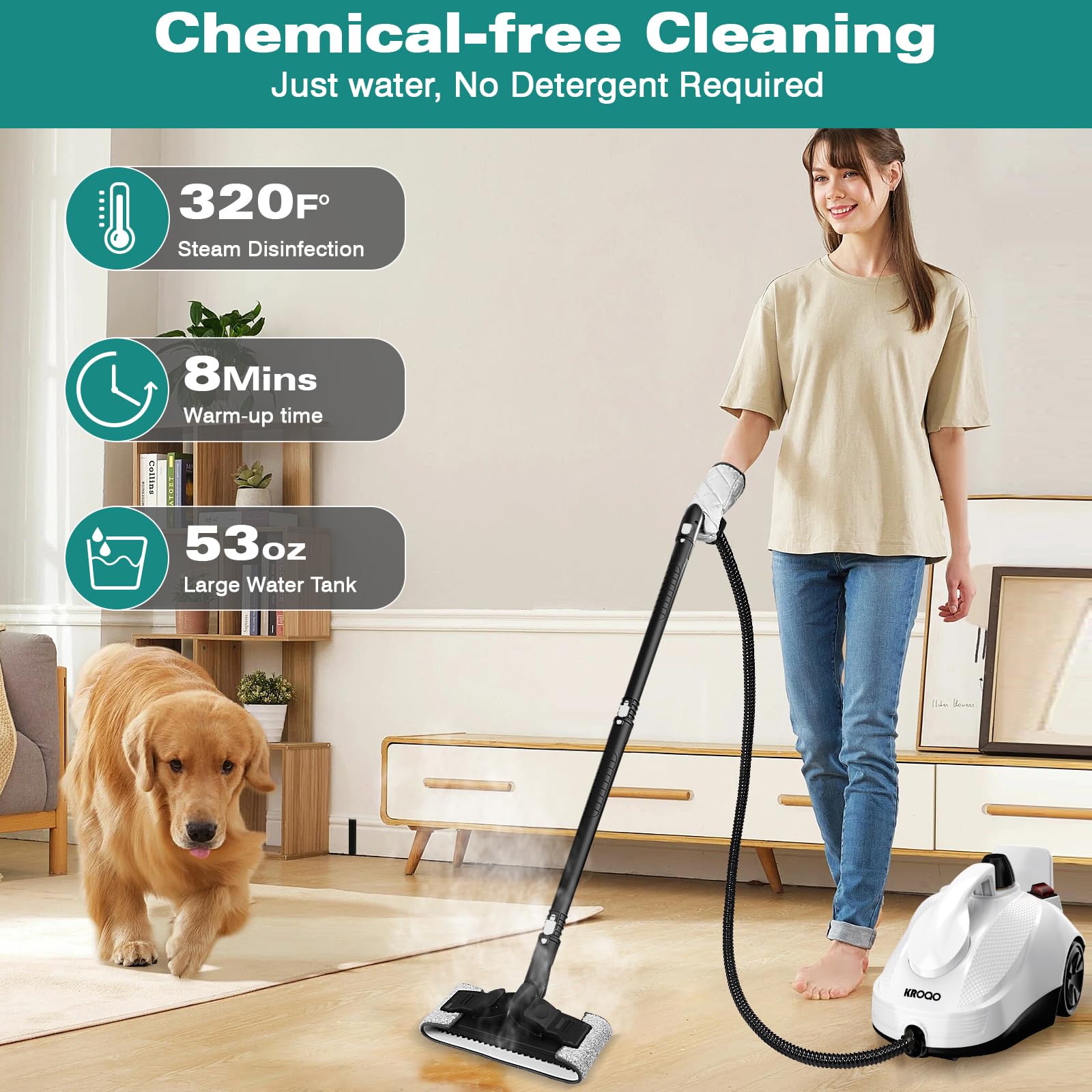 Steam Cleaner, Steam Mop With 23 Accessories, Powerful Multipurpose Portable Steamer For Cleaning To Remove Grime, Grease, For M