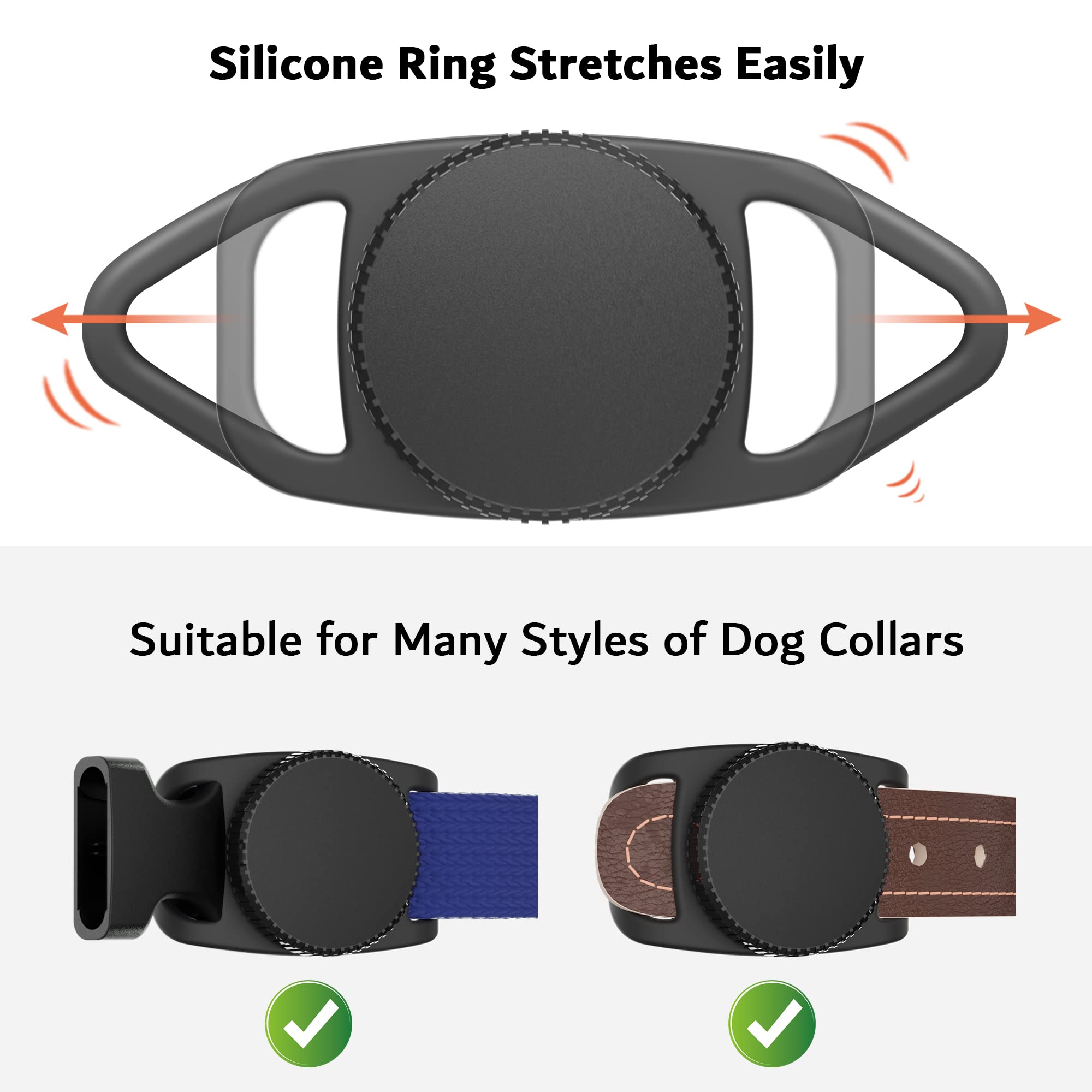 Pzoz Waterproof Case Dog Collar Holder (2 Pack) For Apple Airtag, Plastic & Silicone Pet Collar Case Anti-Lost Air Tag Cover Hol