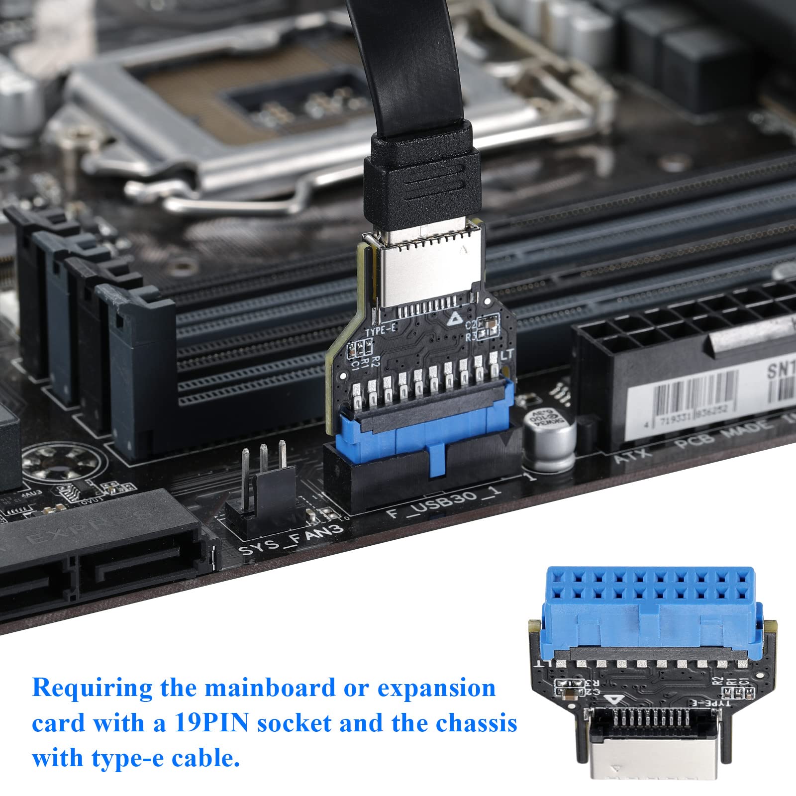 Mzhou Usb 3.0 19Pin Header To Type E Front A Key Interface Extend Usb Ports To Pcs Front Panel Usb Ports(9Pin To Type E)