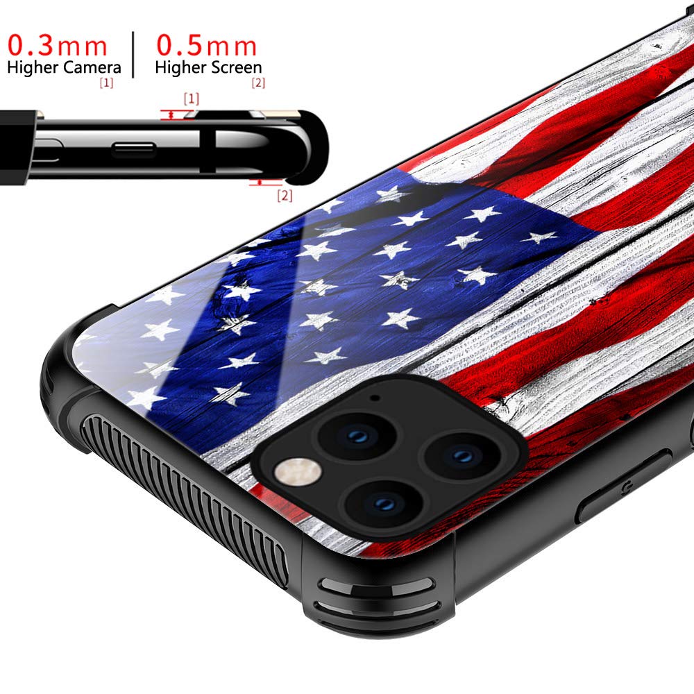 ZHEGAILIAN Phone Case for iPhone 12 Pro 6.1-inch TPU Bumper Wood USA Flag