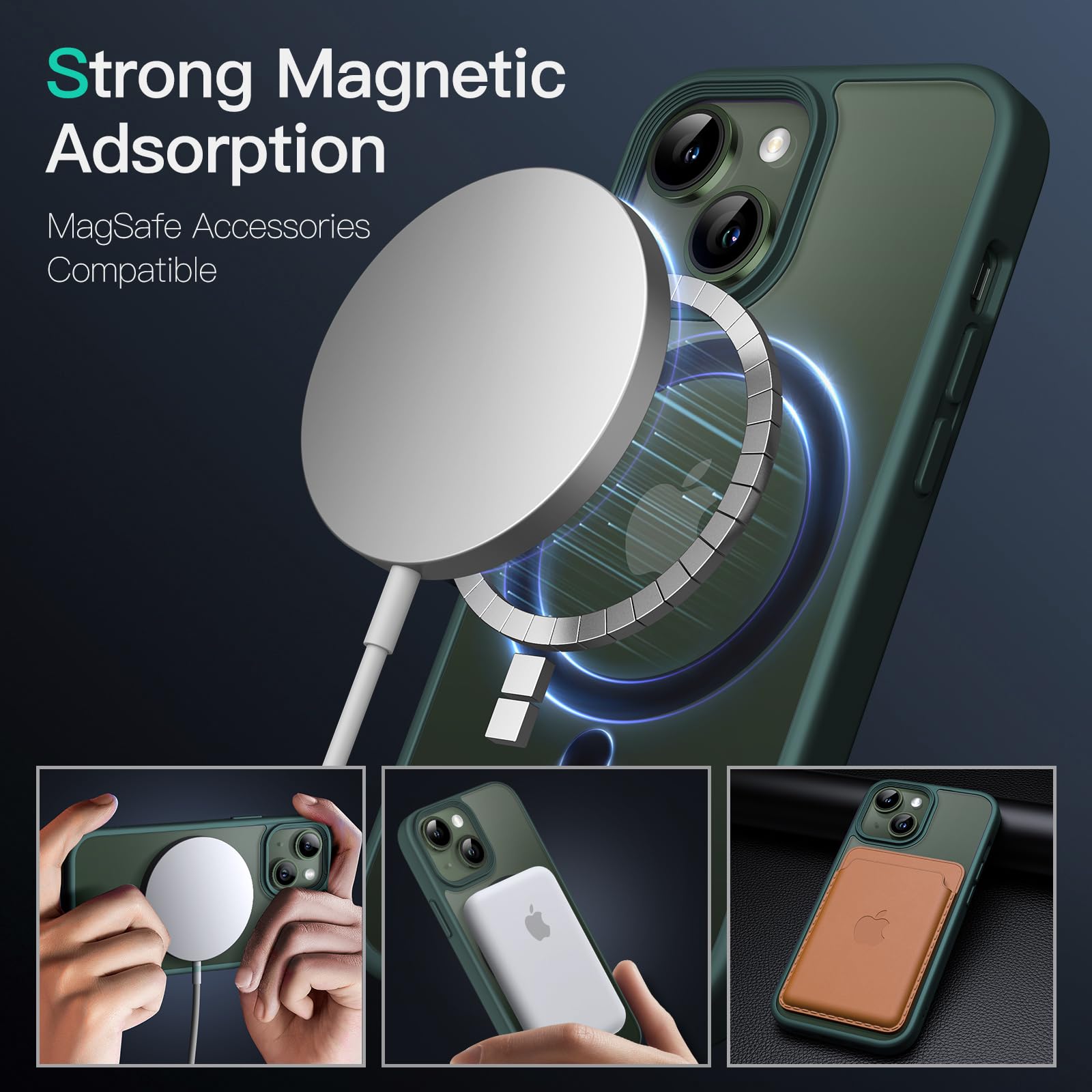 Jetech Magnetic Case For Iphone 13 Mini 5.4 Inch Compatible With Magsafe, Translucent Matte Back Slim Shockproof Phone Cover (Da