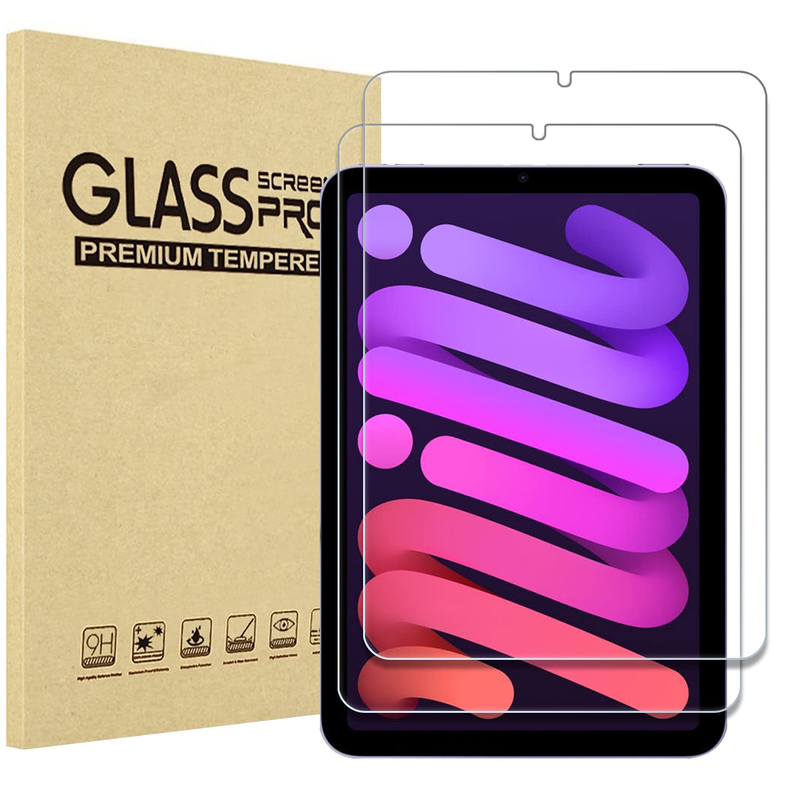Procase 2 Pack Screen Protector For Ipad Mini 6 8.3'' 2021, Tempered Glass Film Guard For Ipad Mini 6Th A2567 A2568 A2570  Clear
