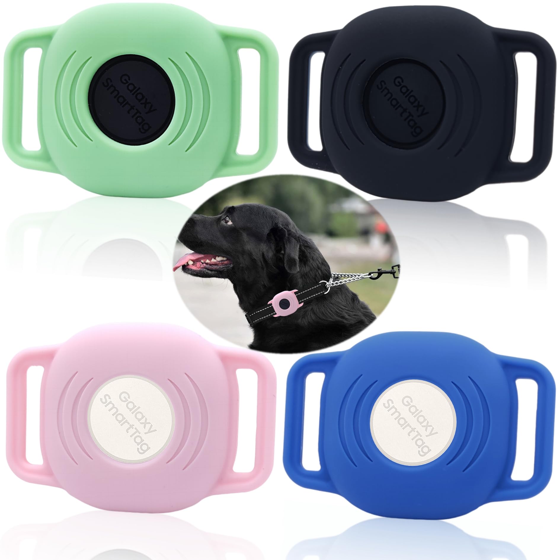 Silicone Case For Galaxy Smarttag For Dog, Slim Sleeve For Samsung Smart Tag+Plus Tracker For Pet Collar, Itag Sleeve Accessories Finder For Cat Belt Necklace Dropper, Secure Holder Bag (4 Pack)