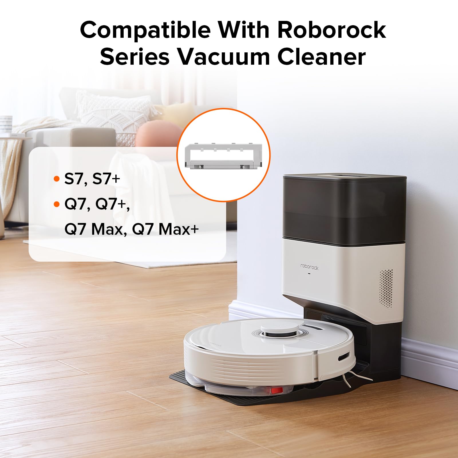 Roborock Rubber Main Brush Cover Guards For S7, S7+, Q7, Q7+, Q7 Max, Q7 Max+ Robot Vacuum, Roller Brush Cover Replacement Parts