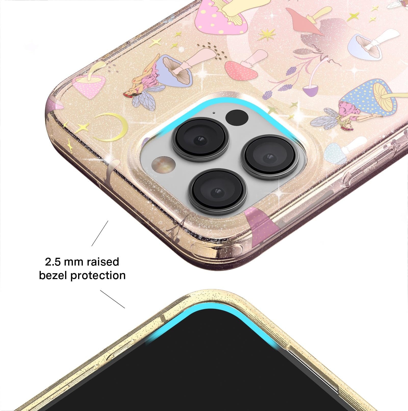 Velvet Caviar For Iphone 15 Pro Max Case Mushroom Glitter   Compatible With Magsafe [8Ft Drop Tested]   Colorful Retro Hippie Mu