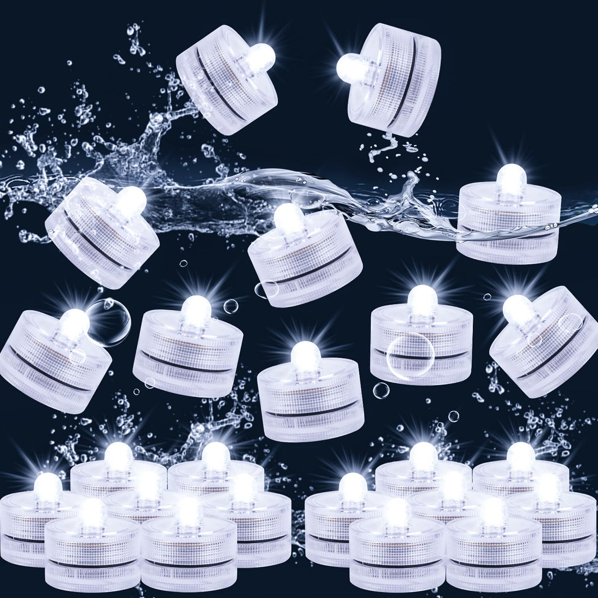 Jinhezo Submersible Led Light, Tea Lights, Pond Underwater Small Led Lights, Battery Operated 125 Hours, For Wedding Home Vase F