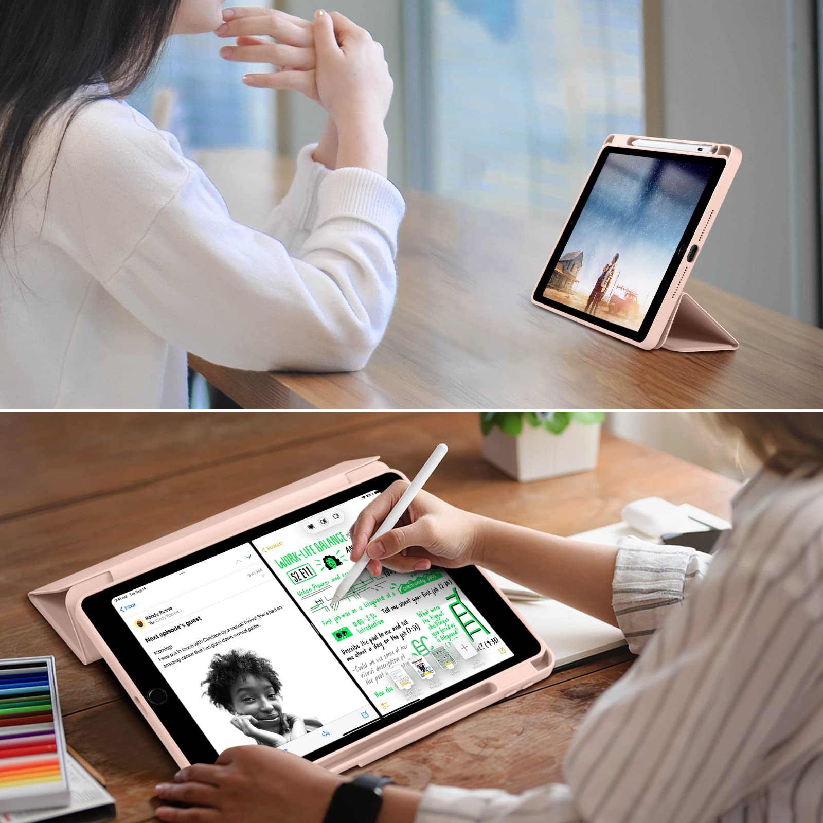 Wenlaty Case Compatible With Ipad 9Th /8Th /7Th Generation Case(2021/2020/2019), Full Body Protective With Pencil Holder, Clear