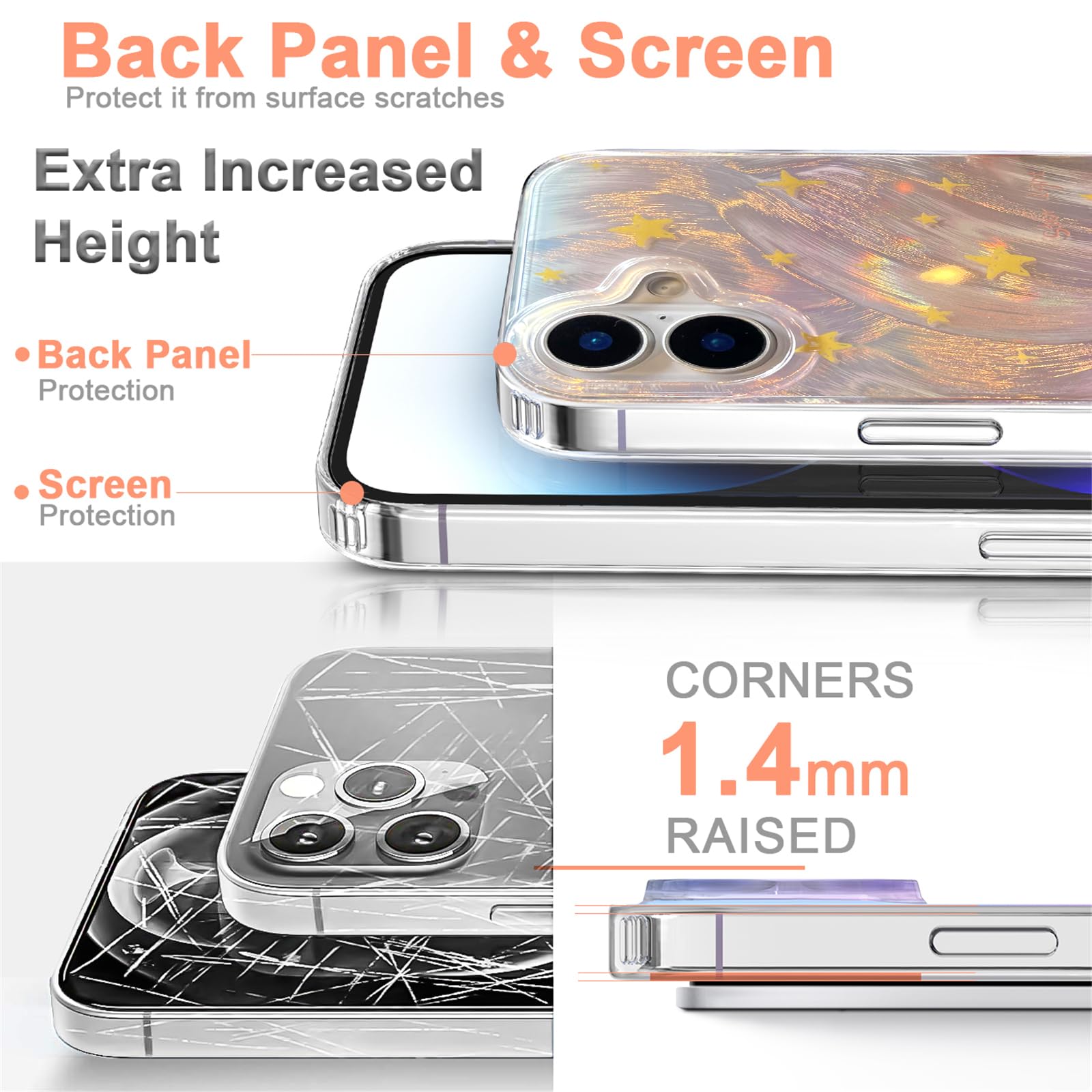 I Mgae In Ar Compact Case For Iphone 16 Plus Shiny Fade Star Design,Cute Trendy Soft Slim Tpu Shockproof Protective Phone Cases