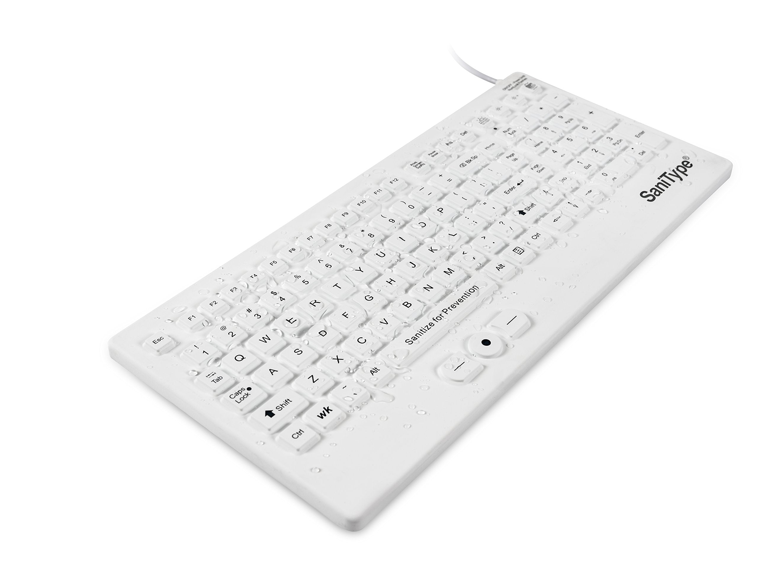 Sanitype ''Rugged Point Industrial Grade Heavy Duty Full Size Washable Keyboard With Track Pointer And On/Off Switch (Usb) (Whit