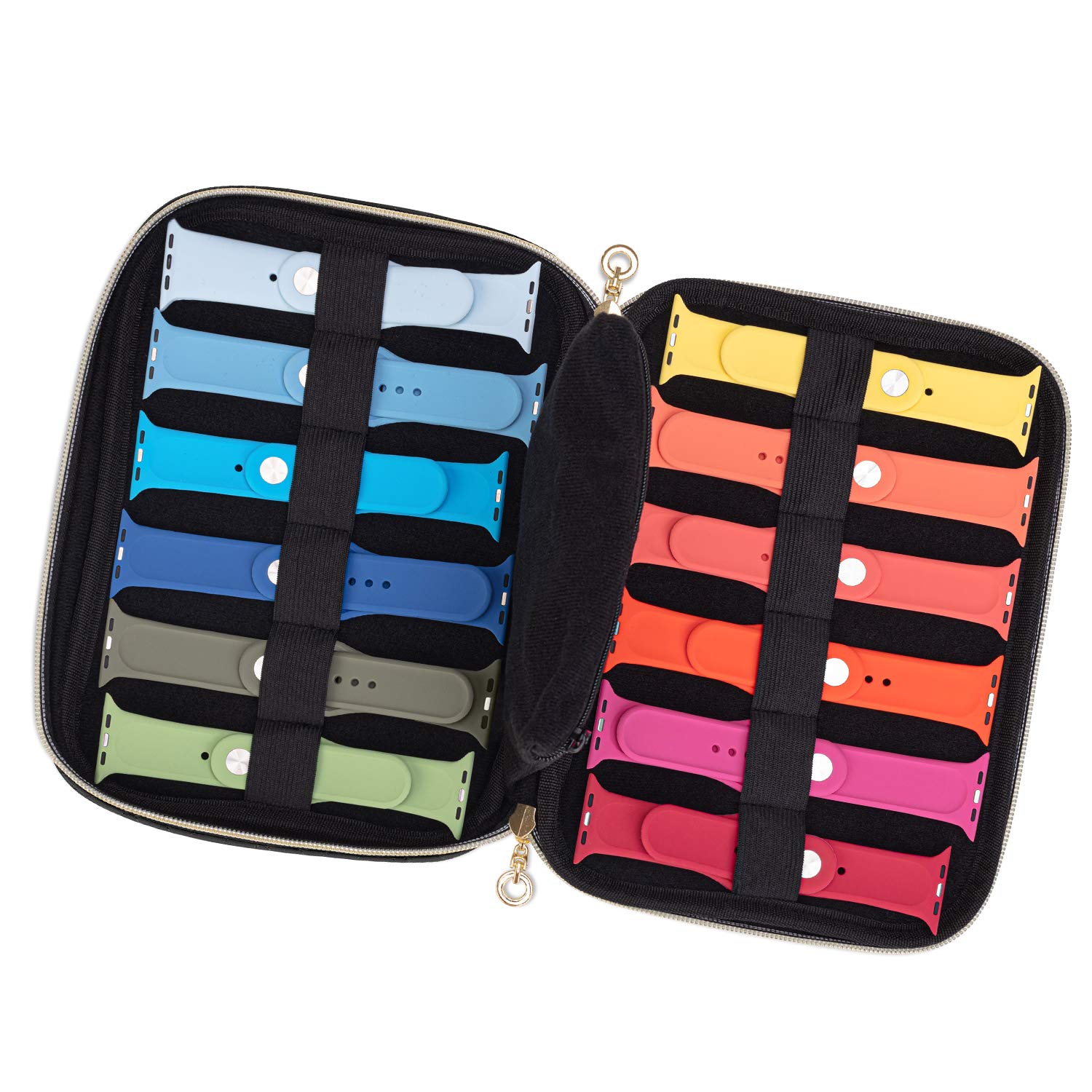 Teamoy Watch Band Storage Case Holds 12 Watch Straps, Travel Organizer Bag Compatible For All Series Apple Watch Bands Or Smart