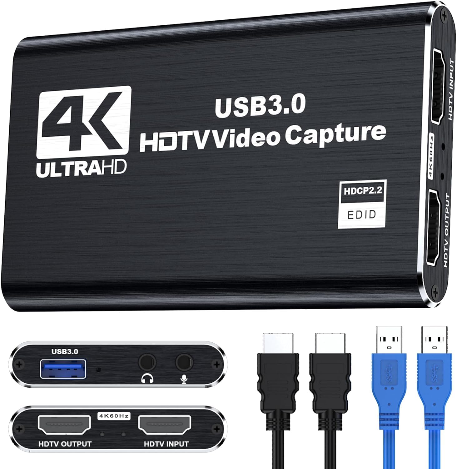 Tobo 4K Hdmi Video Capture Card, Usb 3.0 1080P 60Fps Game Live Streaming And Recording With 4K PassThrough, Full Hd Audio Video