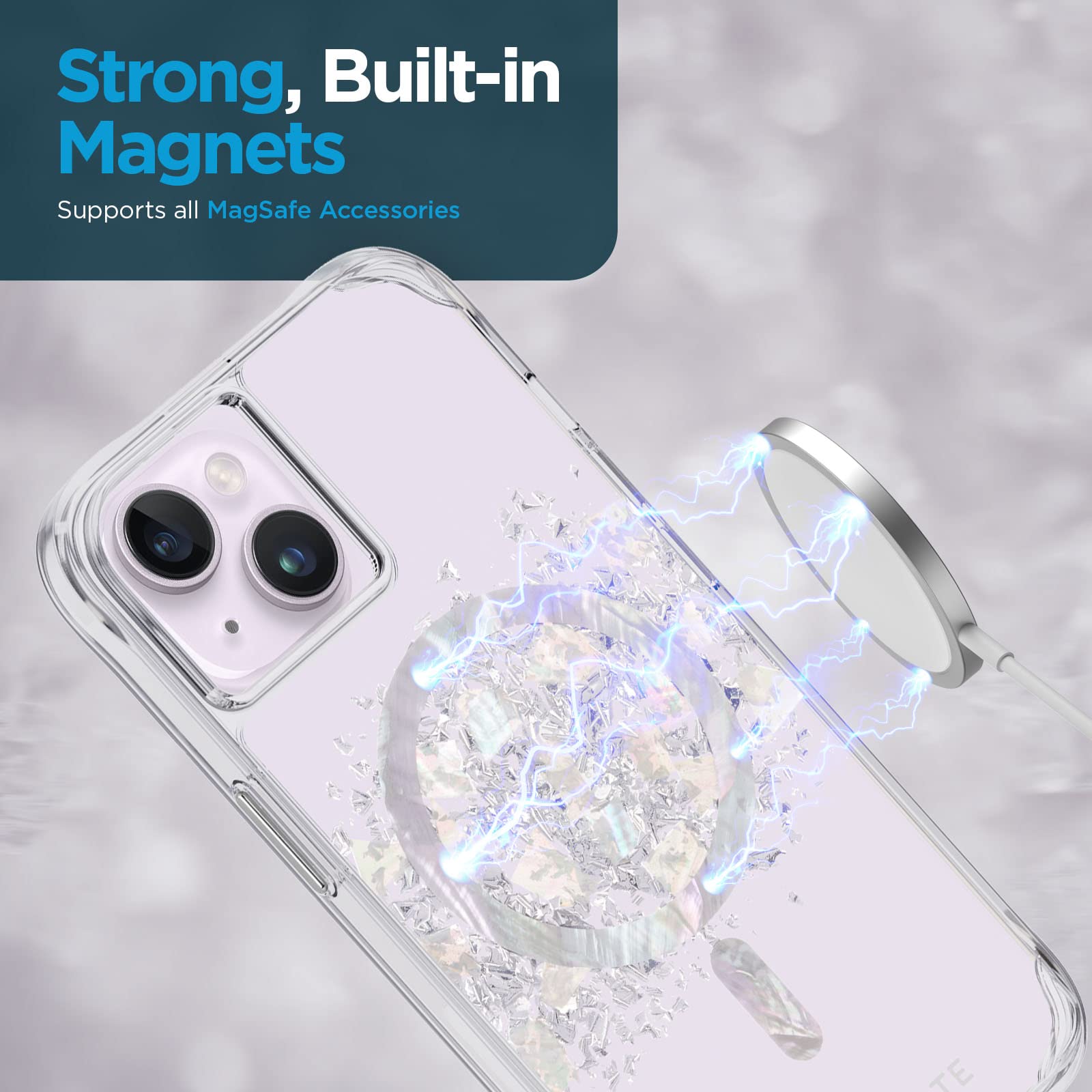Case Mate Iphone 14 Case/Iphone 13 Case   Touch Of Pearl [10Ft Drop Protection] [Compatible With Magsafe] Luxury Cover With Cute
