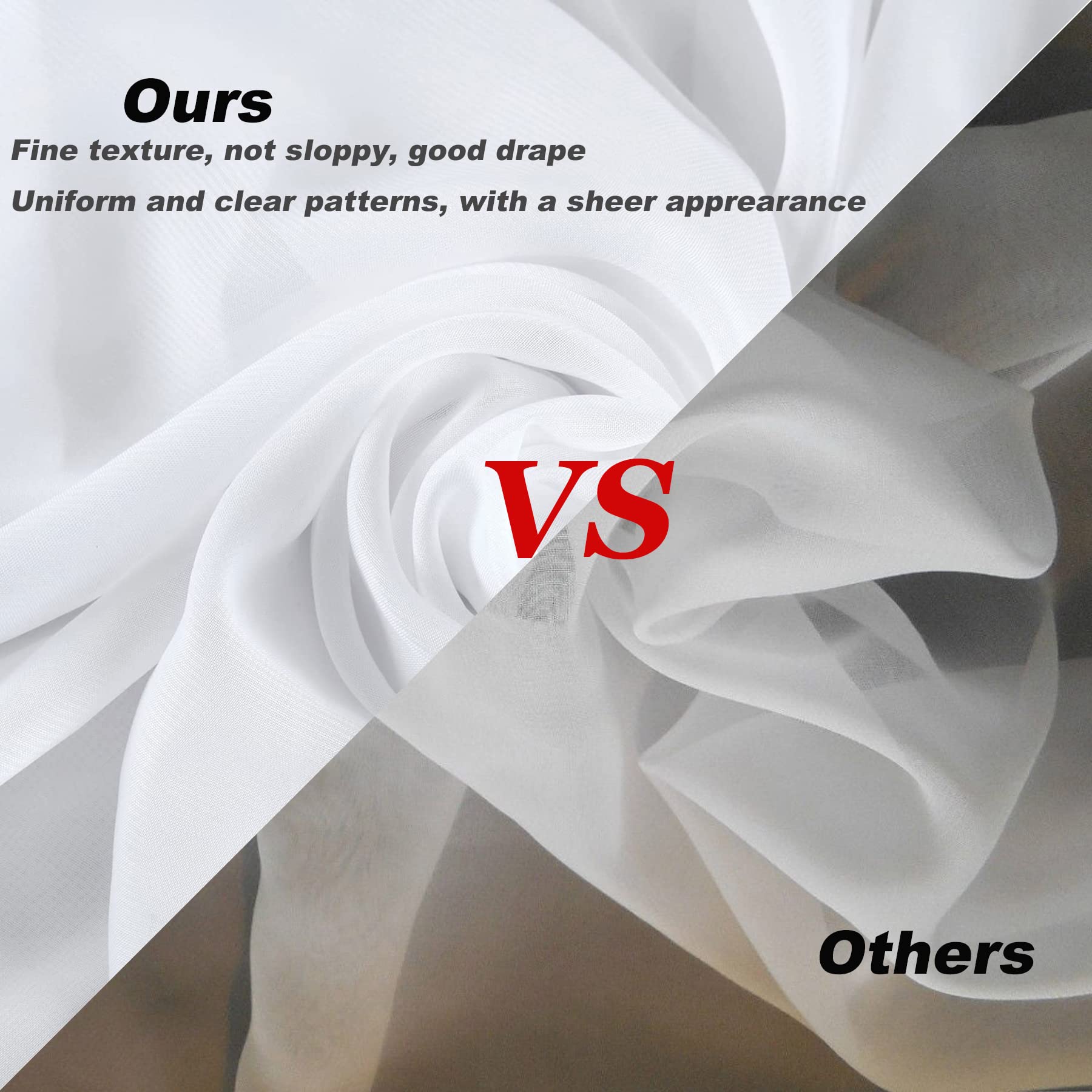 10Ft X 10Ft White Chiffon Backdrop Curtains, Wrinkle Free Sheer Chiffon Fabric Curtain Drapes For Wedding Ceremony Arch Party St