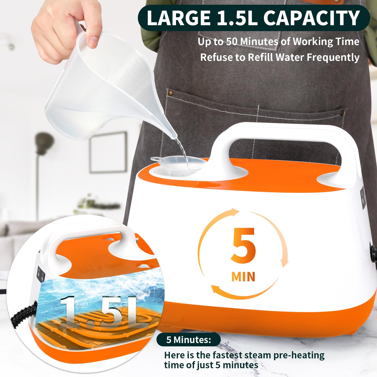 Steam Cleaner,Multipurpose Neat Canister Steamer With 21 Accessories,5 Minutes Fast Heating,Rolling Cleaning Machine For Carpet,