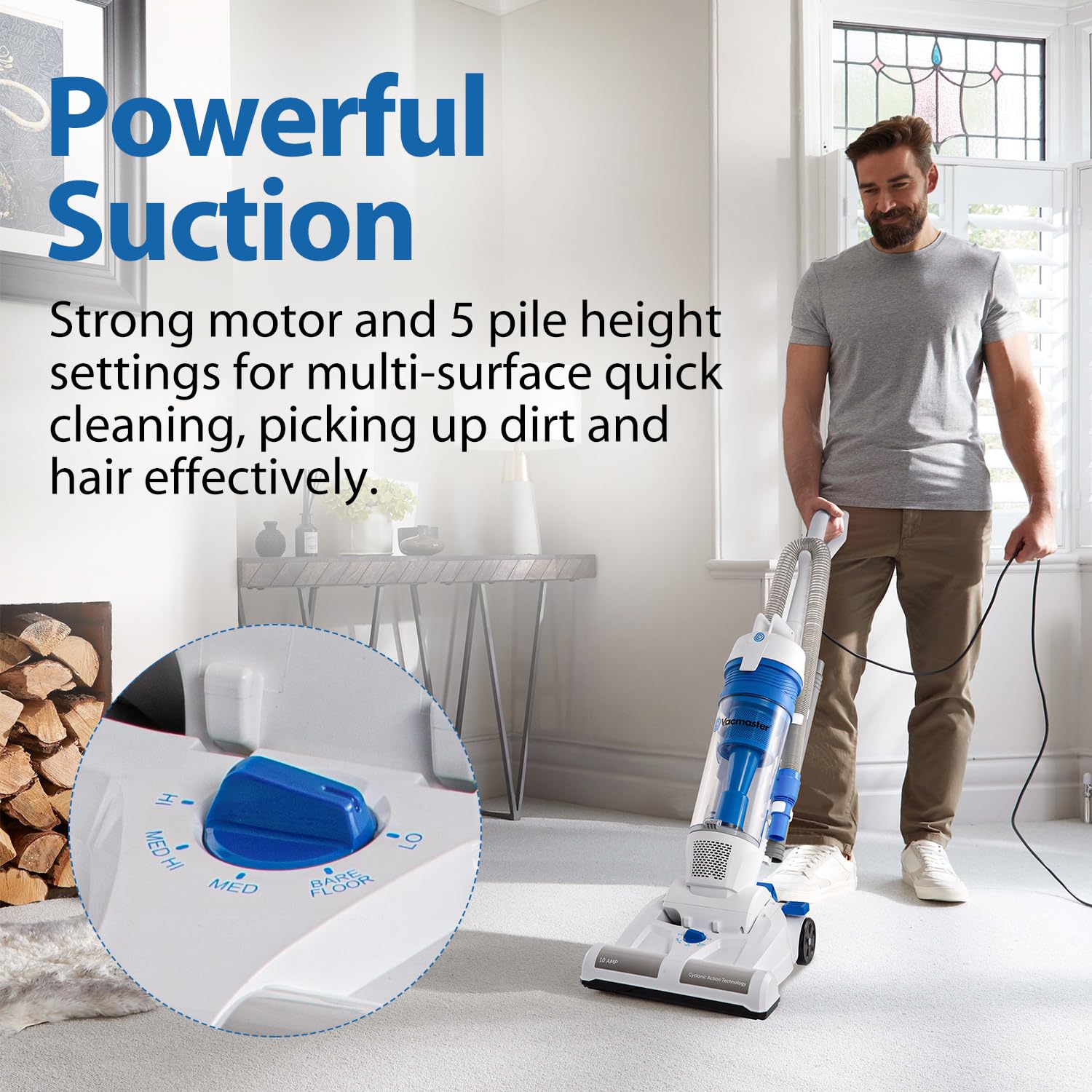 Vacmaster Upright Vacuum Cleaner Power Suction Bagless Vacuum Cleaner Portable Floor Cleaner With 20Ft Cord & 13    Cleaning Pat