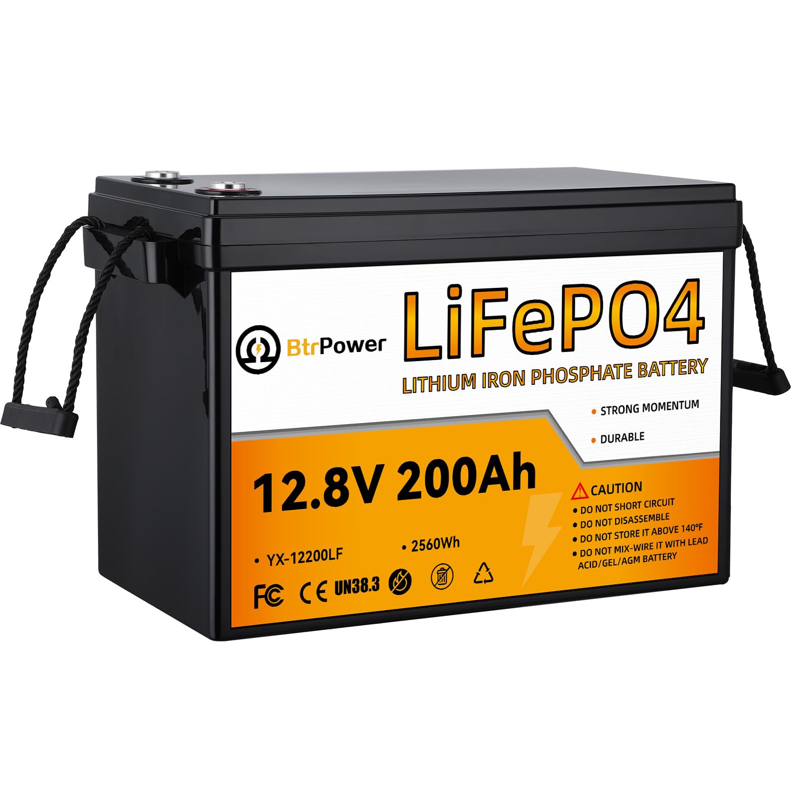 12V 200Ah Lithium Battery LiFePO4 Deep Cycle Battery,100A BMS,4000+ Cycles,Perfect for RV, Home Storage,Marine,Solar Power Syste
