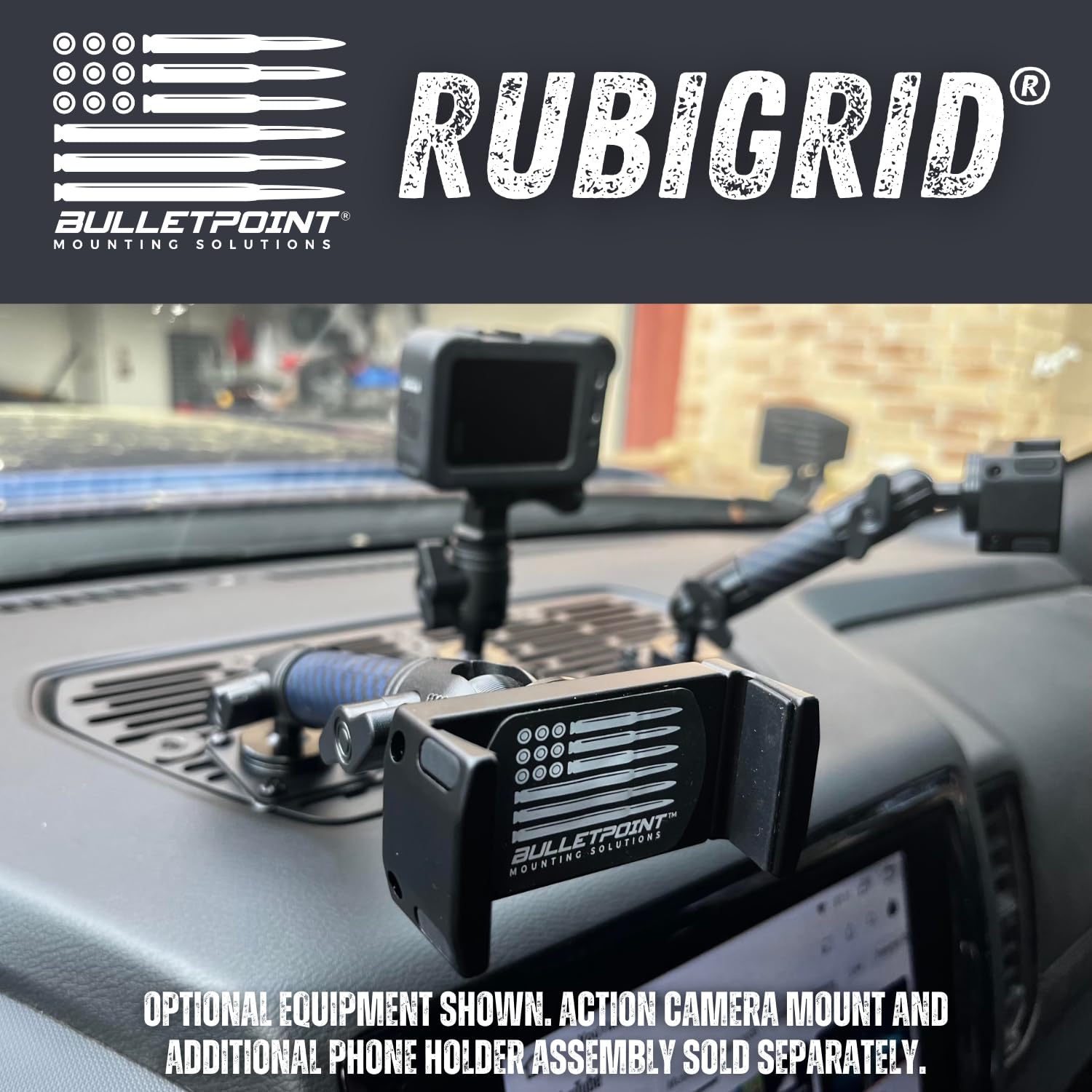 Bulletpoint Rubigrid Metal Dash Mount Phone Holder Compatible With 2022-2024 Nissan Frontier
