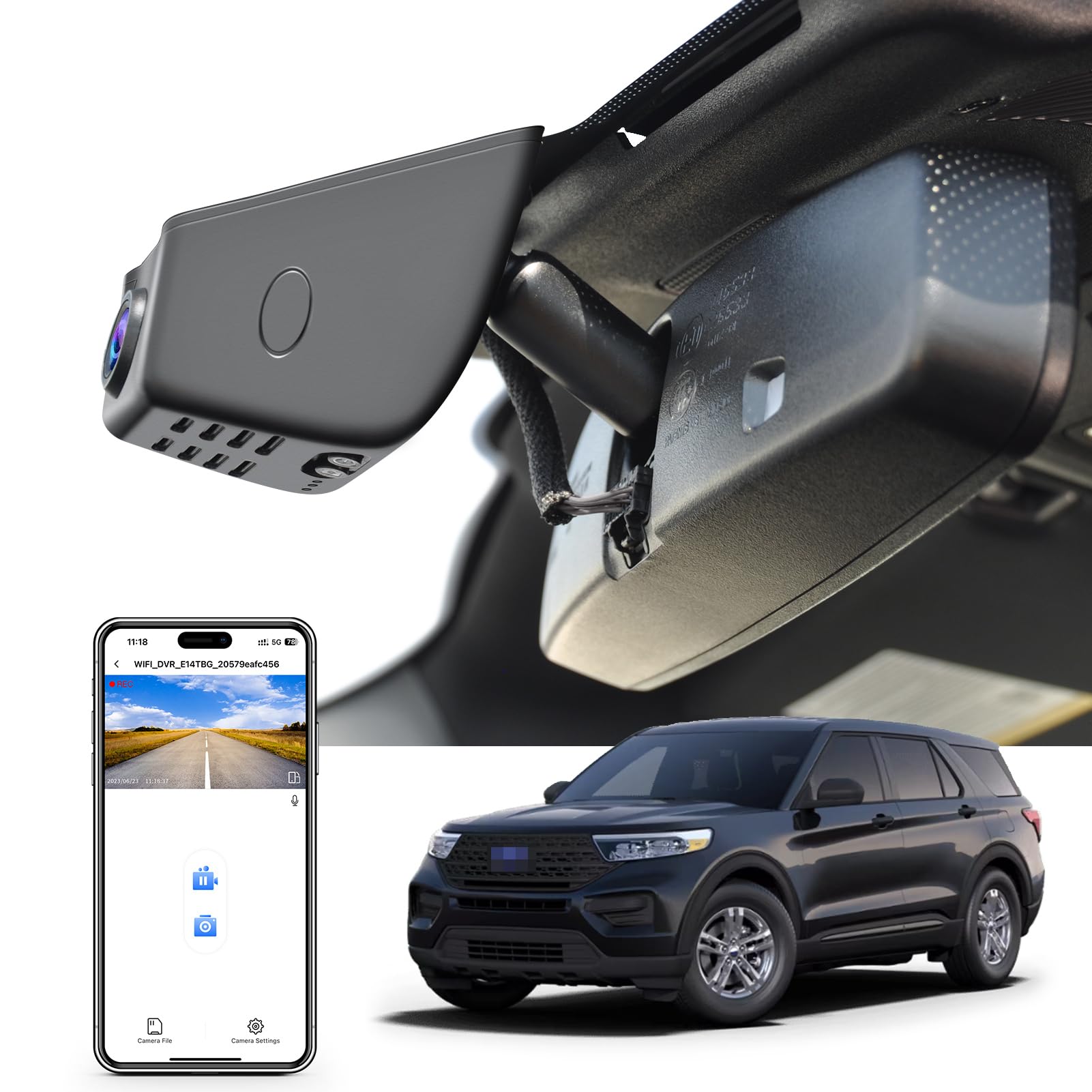 Mangoal 4K Dash Cam Custom For Ford Explorer U625 2020 2021 2022 2023 2024, Base Xlt St_Line Limited Timberline Platinum King Ra