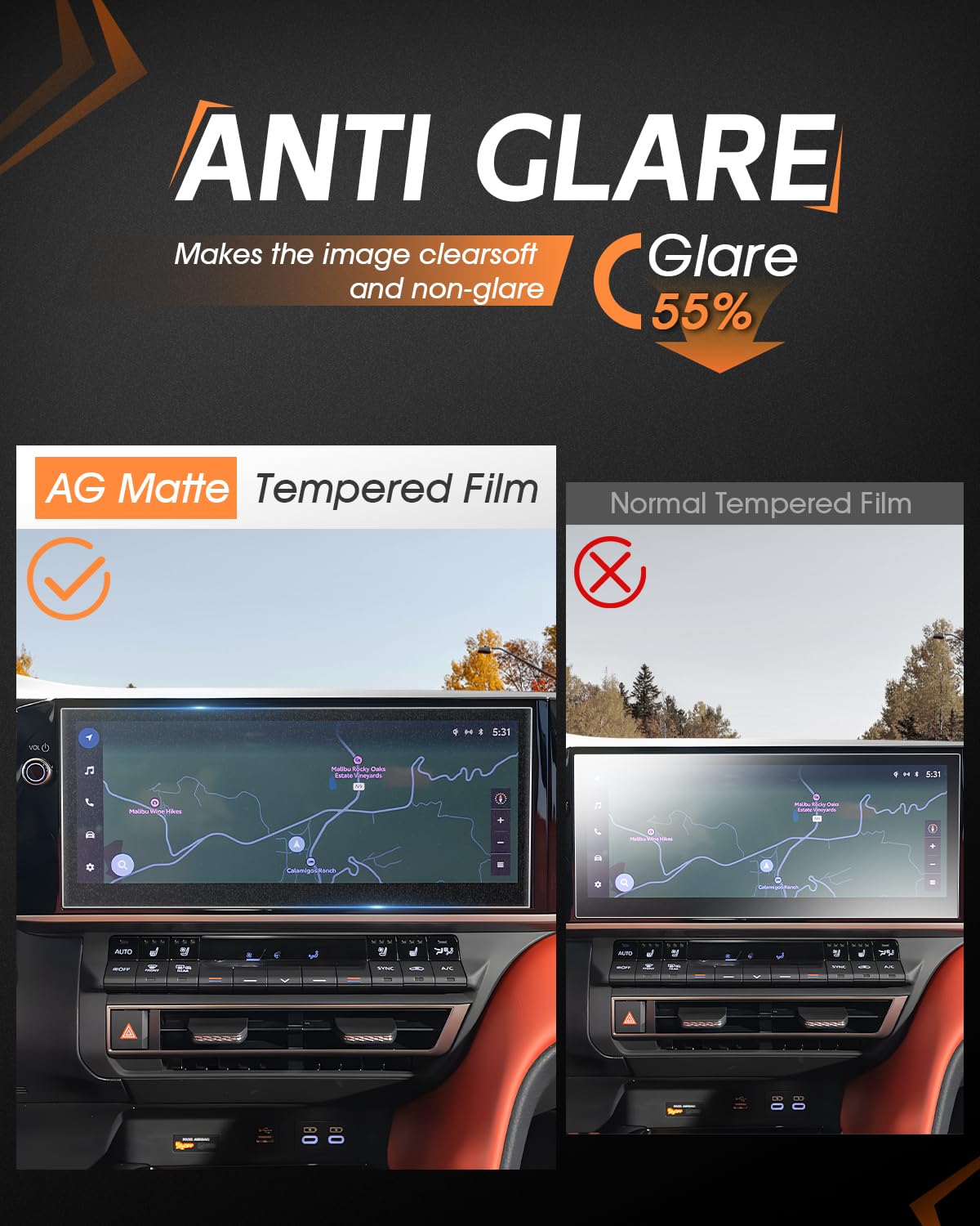 Cdefg 2025 Camry Matte Anti Glare Screen Protector For 2025 Toyota Camry (Xle, Xse) 12.3'' Touchscreen Cover For Camry 2025+ Accessories, 12.3'' Matte Anti Glare Tempered Glass