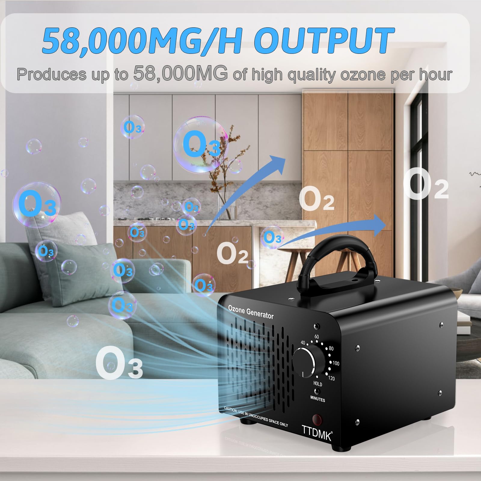 Ozone Generator 58,000Mg/H, Commercial Ozone Machine Odor Removal, High Capacity Ozone Machine, Home Ozone Generator For Car, Ho