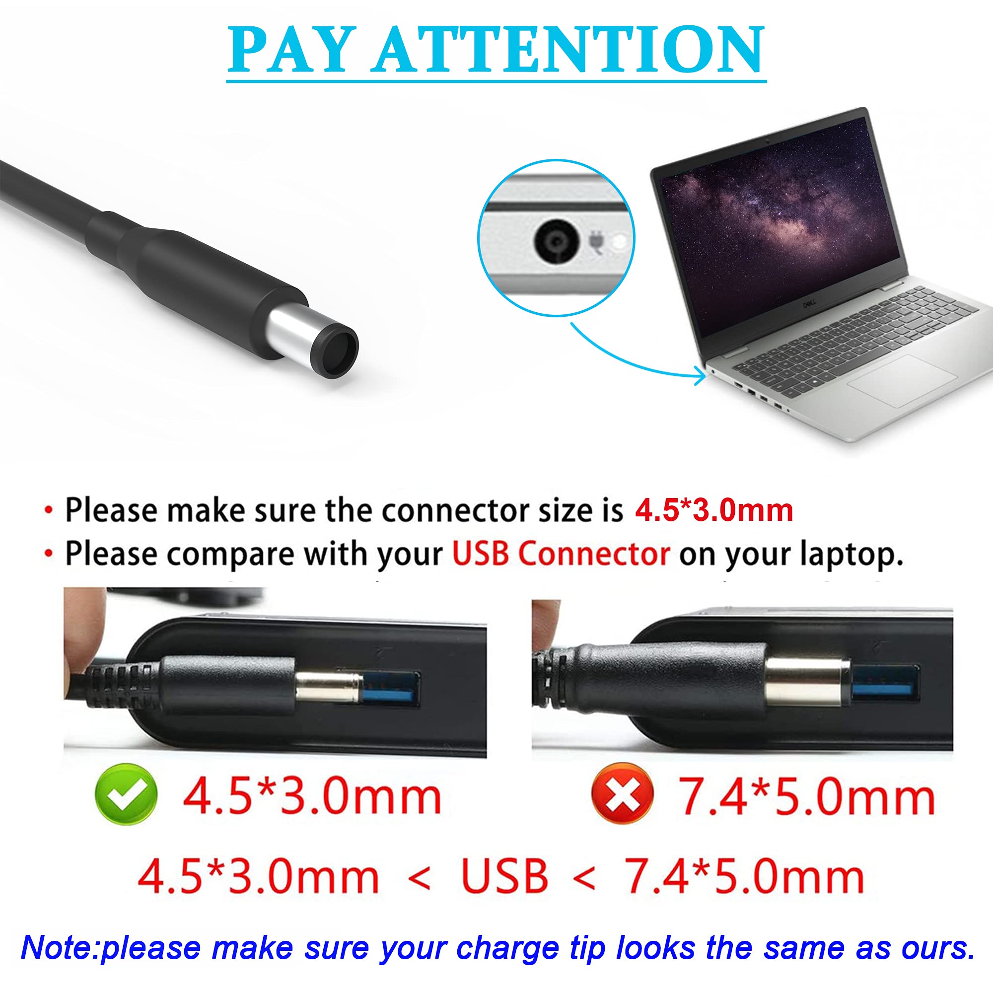 New 130W 4.5Mm Ac Adapter Laptop Charger Replacement For Dell Xps 15 9570 7590 9560 9550 Precision 5520 5540 5510 5530 M3800 M2800 Ha130Pm130 Da130Pm130 0V363H 06Tty6 0Rn7Nw Dell Xps Power Supply Cord