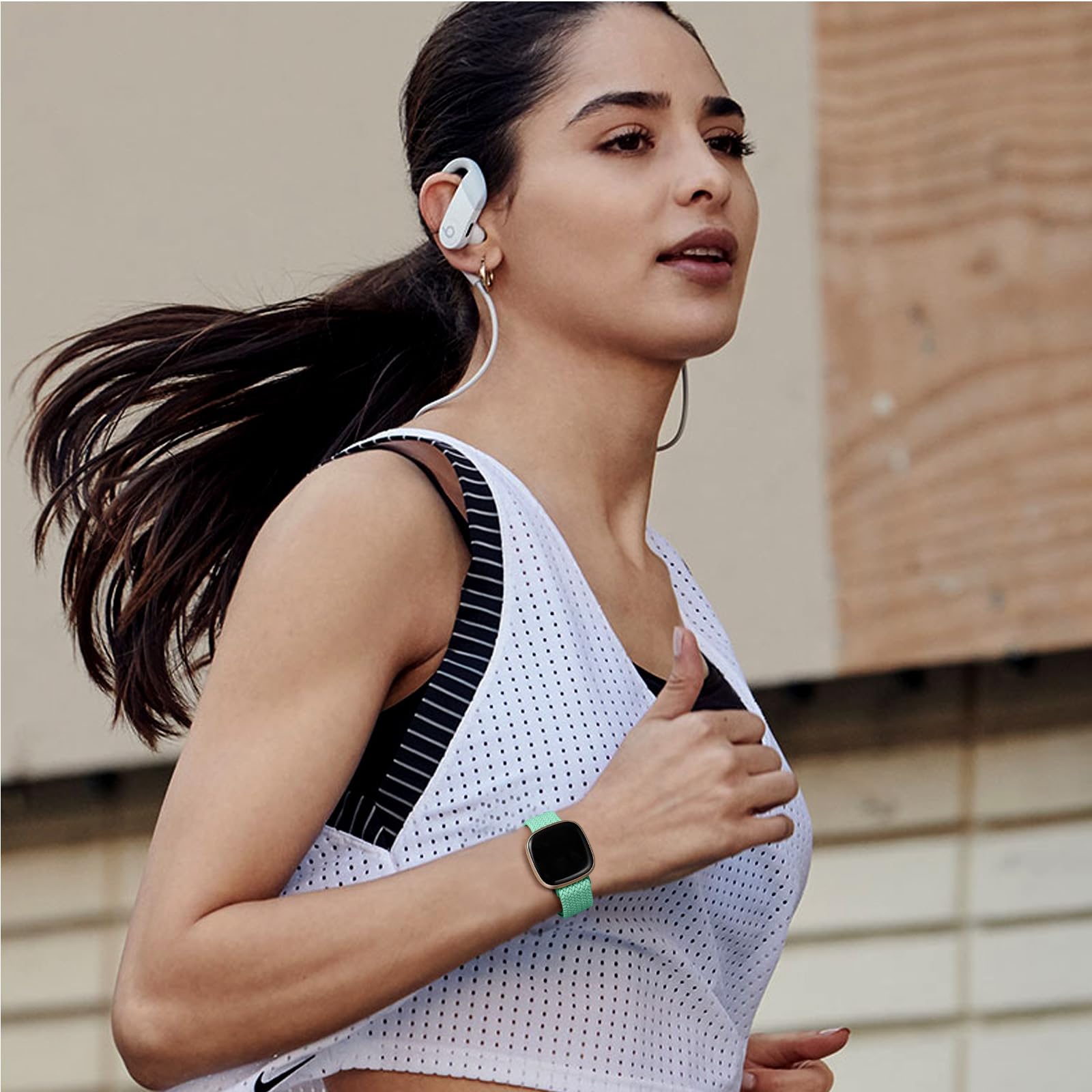 Maledan Clean Bands Compatible For Fitbit Sense/Sense 2 Bands Women Men, Adjustable Stretchy Solo Loop Elastic Nylon Sport Strap