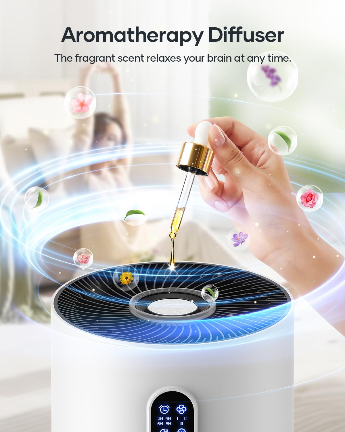 Air Purifiers For Home Large Room Up To 1500 Ft, Mooka Hepa Air Purifier For Home Pets Hair In Bedroom With Aromatherapy, Air Fi