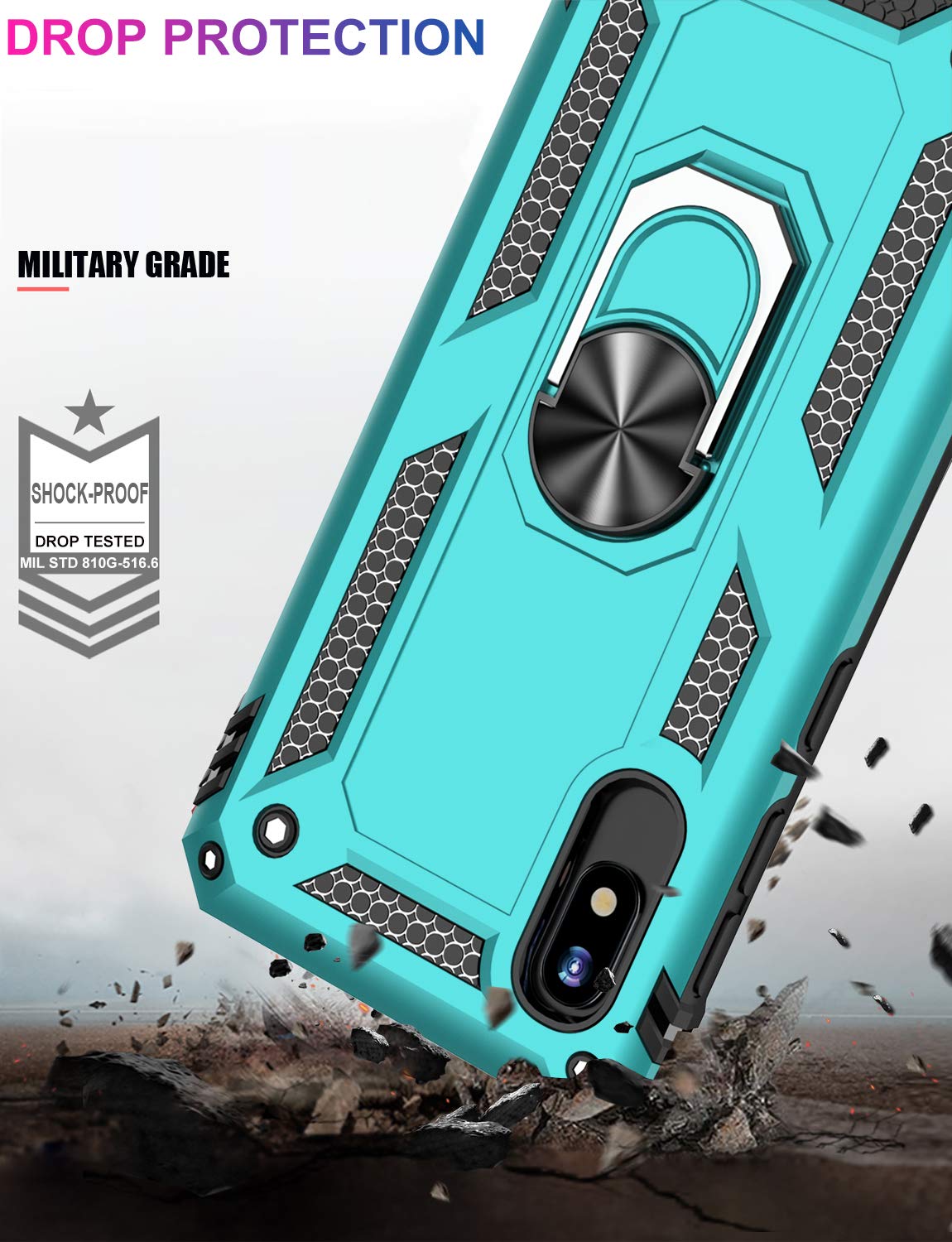 Ikazz For Galaxy A10E Case With Screen Protector,Military Grade Shockproof Heavy Duty Protective Phone Cover Pass 16Ft Drop Test