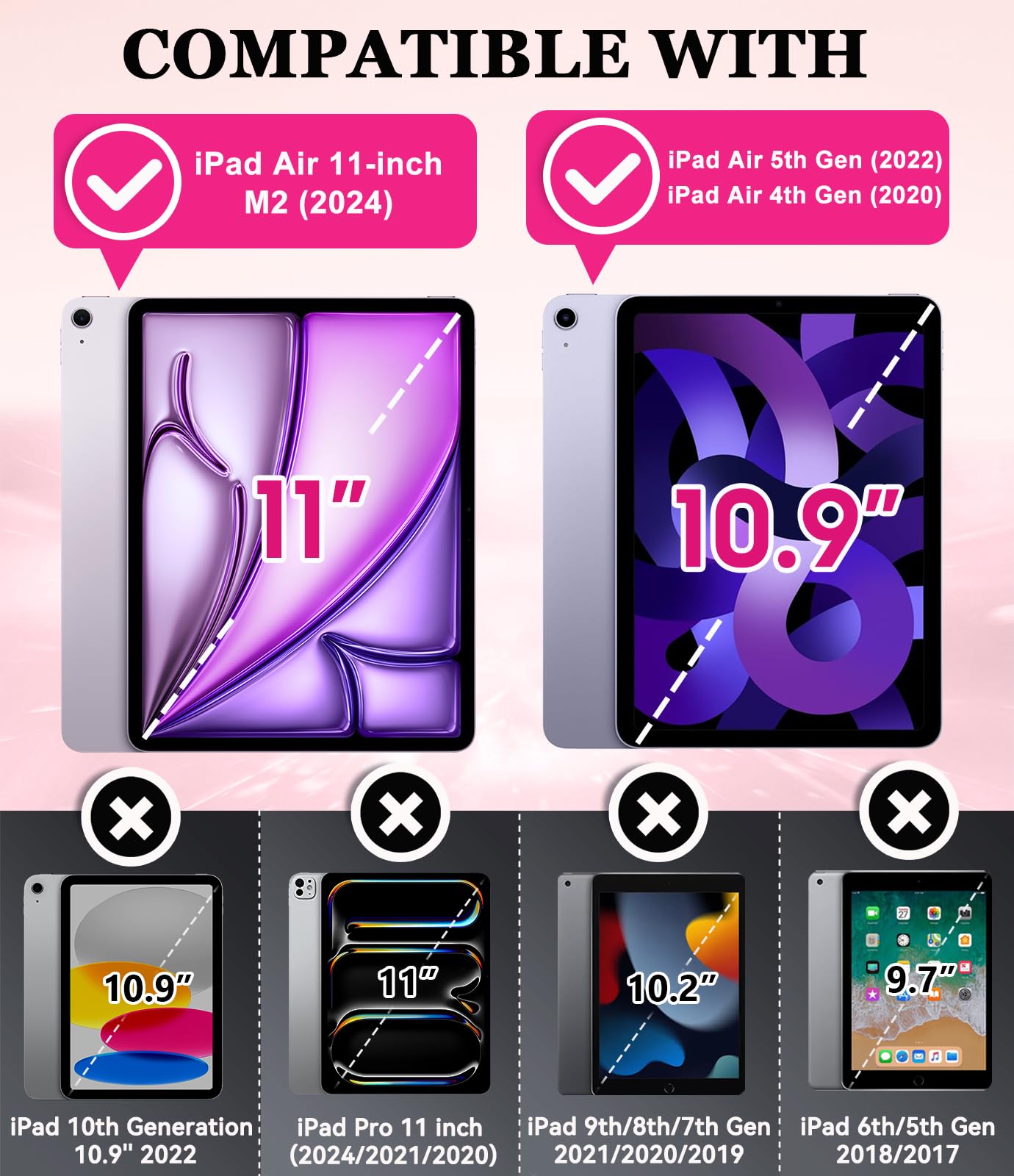 Okp Case For Ipad Air 11 Inch M2 2024 (Air 6Th), For Ipad Air 5Th/4Th Generation (2022/2020) 10.9'', Heavy Duty Rugged Air 6 5 4