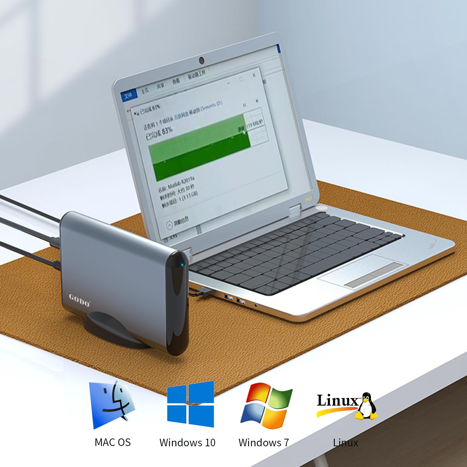 Godo Sas To Usb 3.0 Hard Drive Adapter,Sas/Sata Hard Drive Enclosure Reader Docking Station For 3.5 Inch Hdd Ssd With 12V/3A Pow