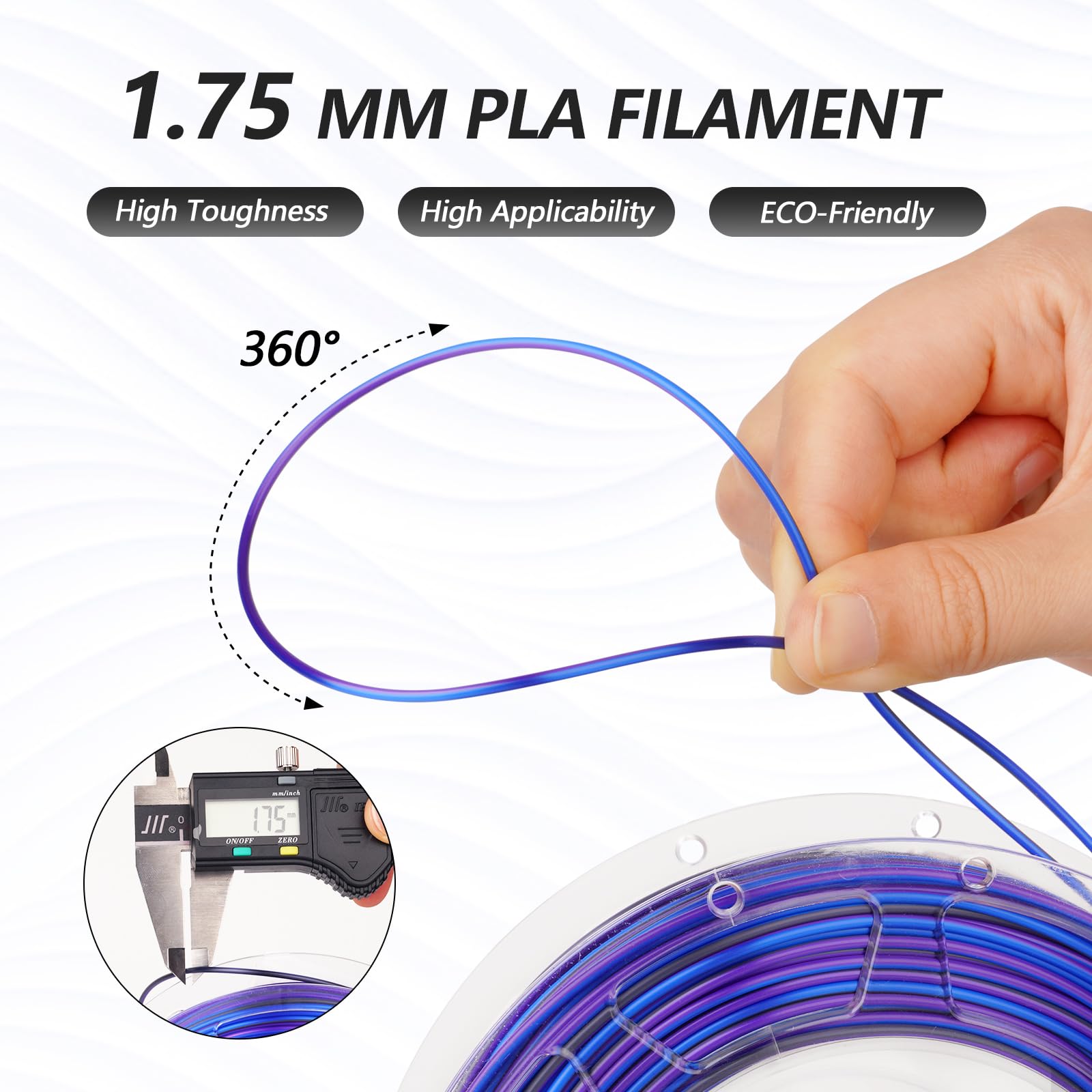 Amolen Silk Pla 3D Printer Filament Bundle, Multicolor Rainbow Pla 1.75Mm, Shiny Fast Color Change Pla Irregular Stripes 3D Prin
