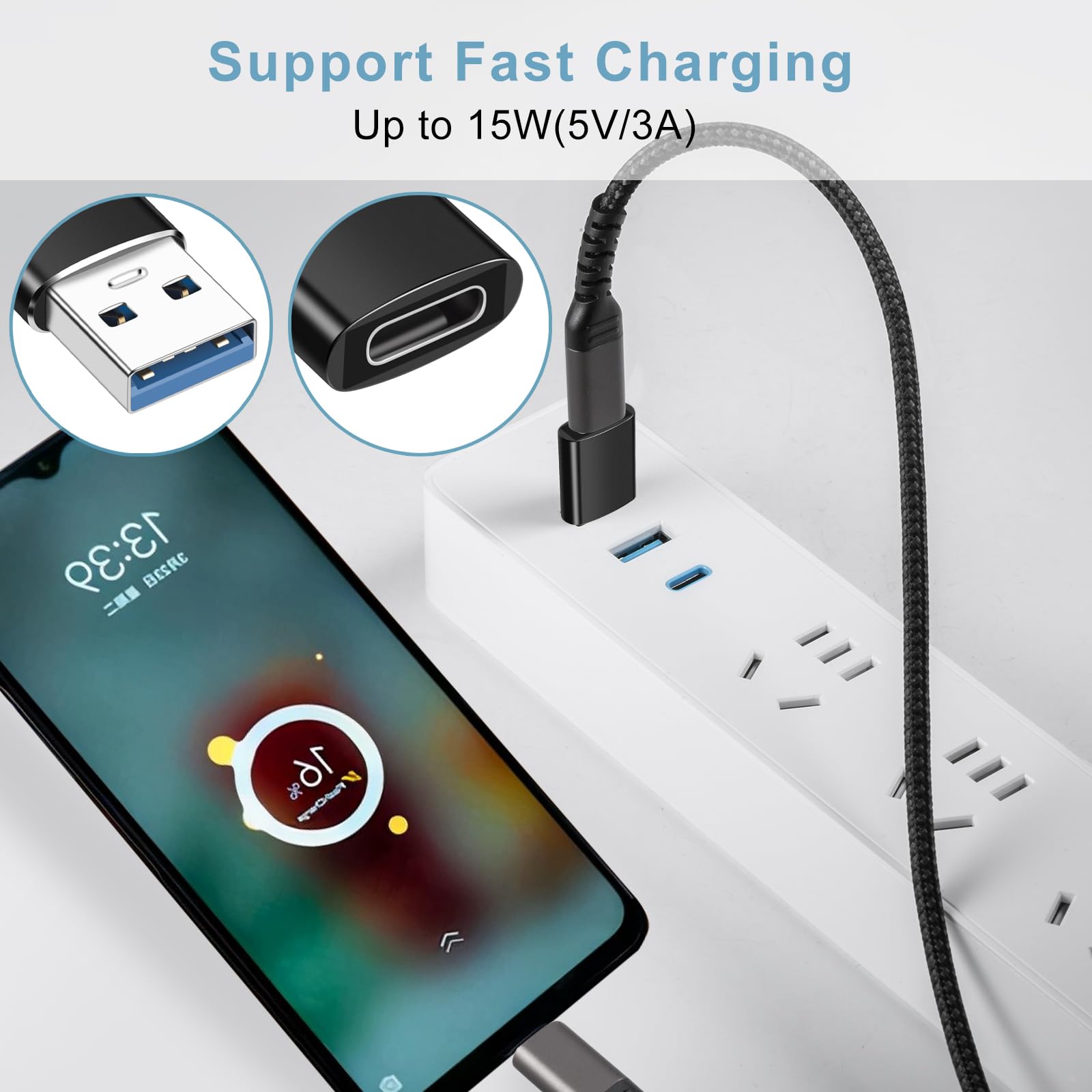 AOLLRUIRLL 6 Pack USB C to USB & USB to USB C Adapters SuperSpeed Data Transfer Fast Charging Aluminum Black