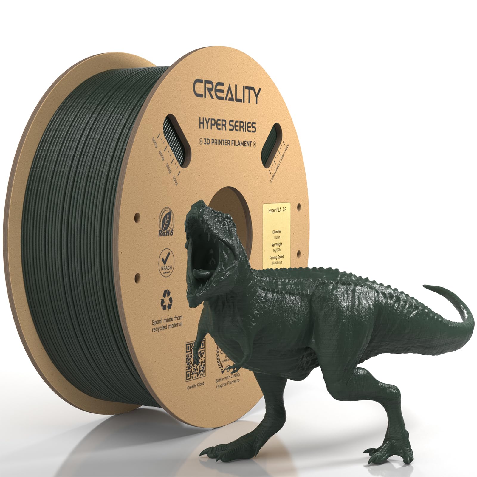 Official Creality Hyper Pla Cf (Pla Carbon Fiber) Filament 1.75Mm, High Speed Pla Cf 30 300Mm/S 3D Printer Filament, Dimensional