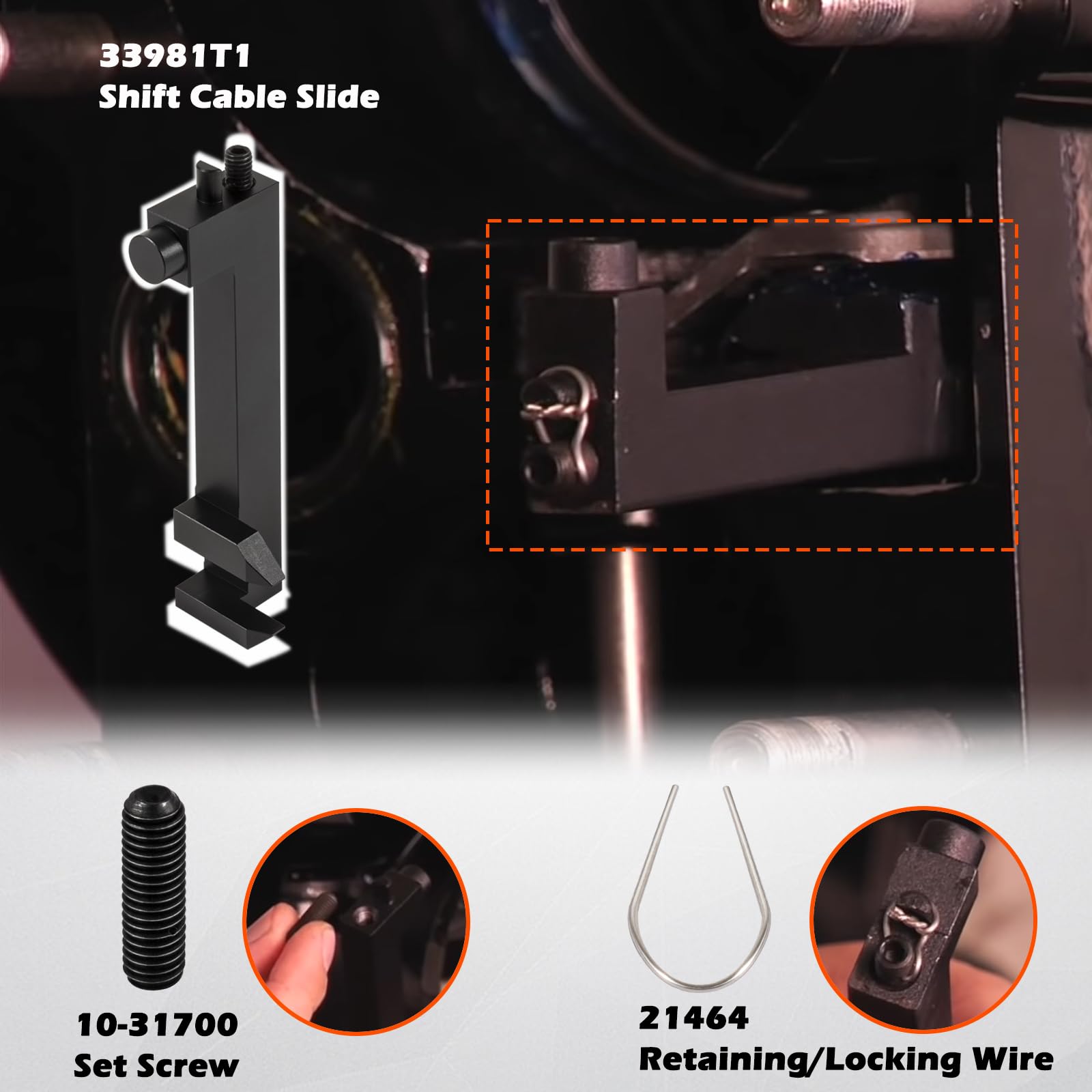 865436A02 Lower Shift Cable Kit Fits For Mercruiser Alpha One & Gen Two 1 2 Mr Mc 1978 & Newer, Replaces For Mercruiser 19543A10