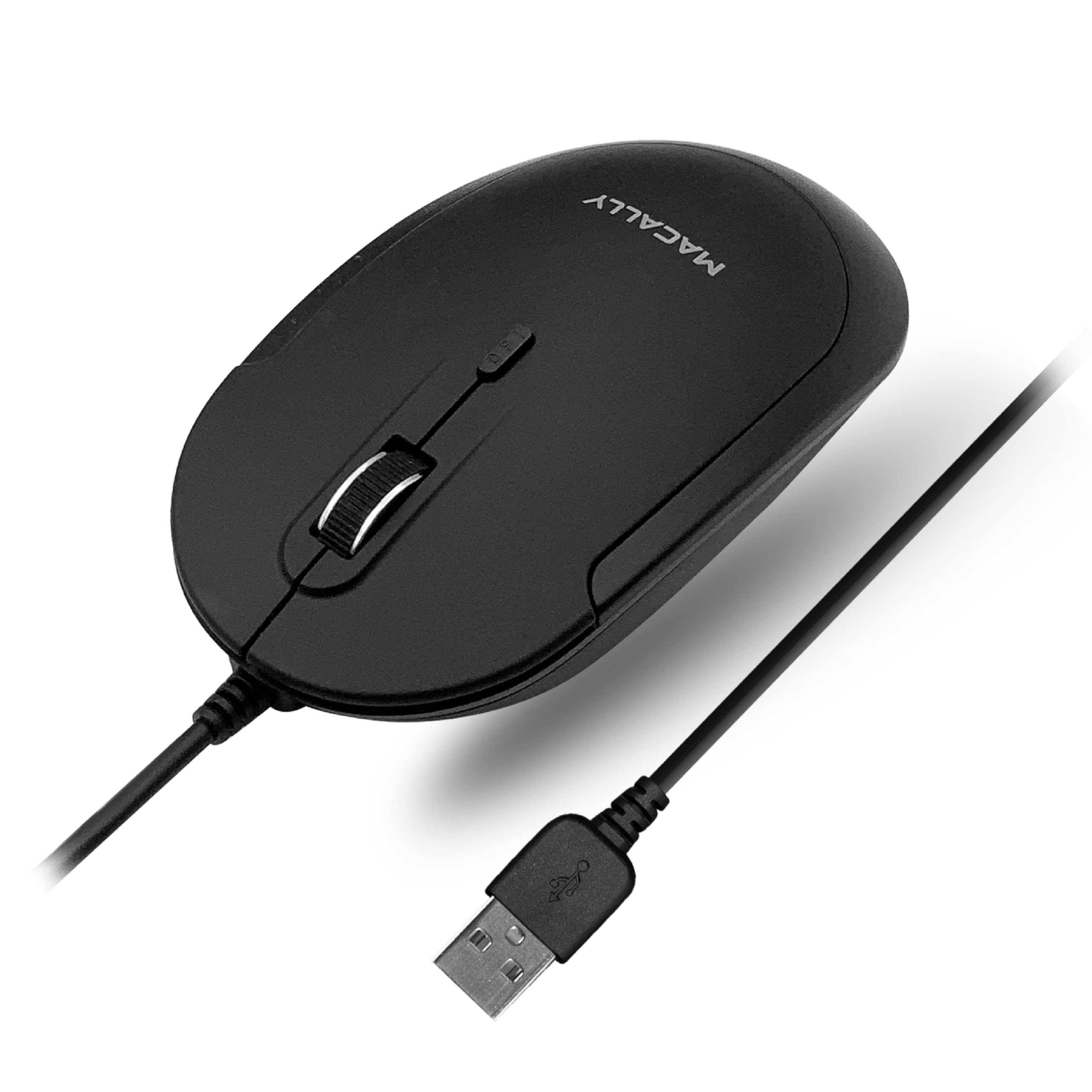 Computer Mouse Wired, Macally Silent USB Mouse - Slim & Compact USB Mouse for Apple Mac or Windows PC Laptop/Desktop - Designed 