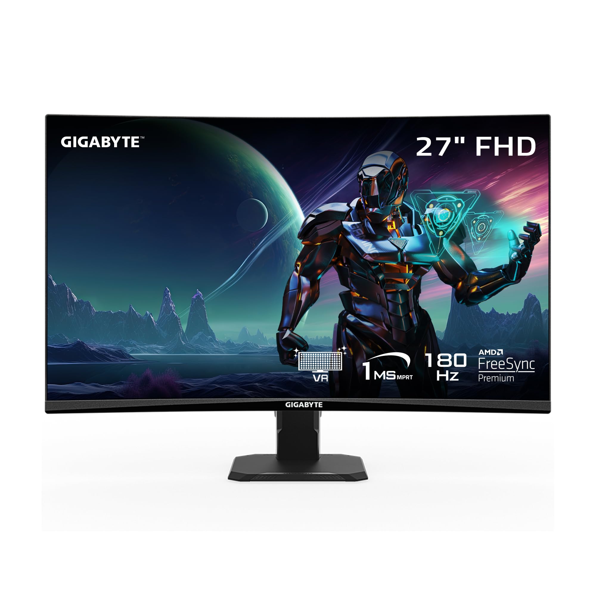 Gigabyte Gs27Fc 27 '' 180Hz 1080P Gaming Monitor, 1920 X 1080 Va 1500R Display, 1Ms (Mprt) Response Time, Hdr Ready, Freesync Pr