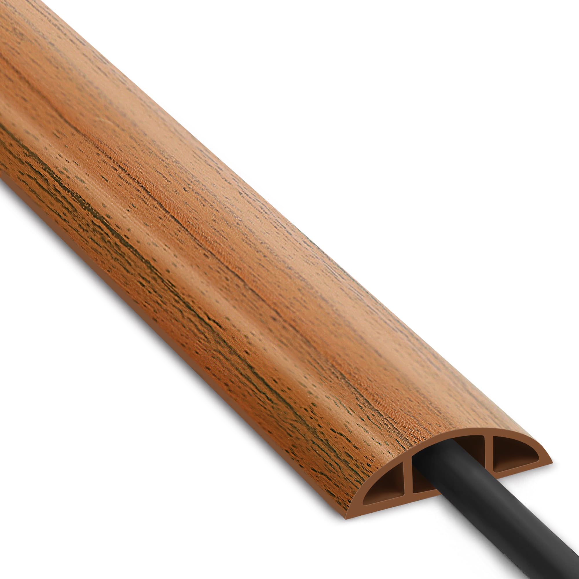 Floor Cord Cover 4Ft, Cord Hider Floor Brown Walnut Wood, Floor Cable Management Prevent Cable Trips, Floor Cable Cover Wire Cov